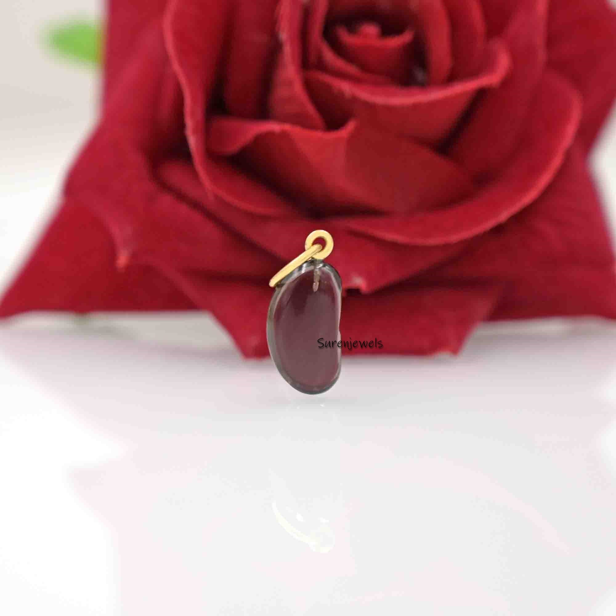 Gemstone Lucky Bean Charm: Carnelian Pendant Jewelry - View 6 - Suren Jewels | SKU: SJP1479-9KYGBO