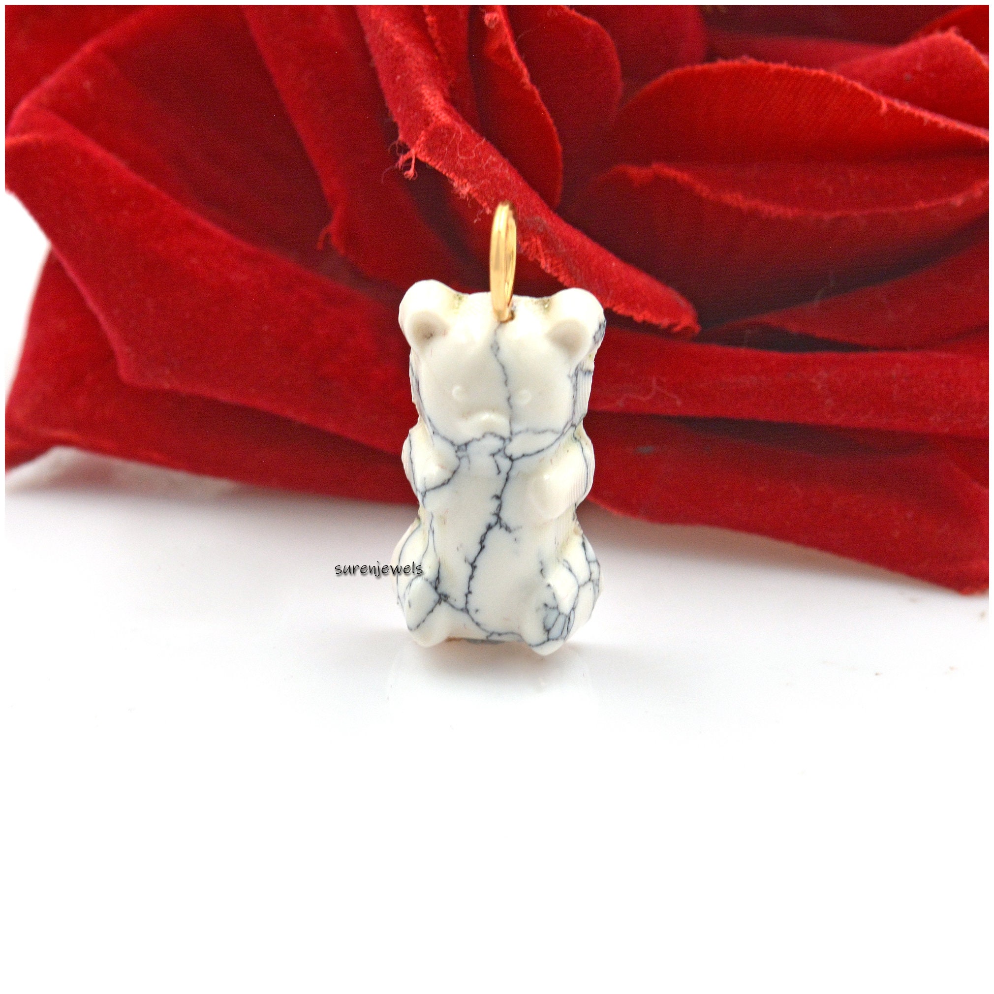 Handmade Gemstone Teddy Bear Pendant: Designer Candy Jewelry - View 3 - Suren Jewels | SKU: SJP1469-SLYGMK