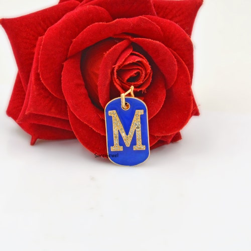 Enamel Custom Letter Monogram Pendant, Dog tag Letter monogram Pendant, Diamond Alphabet Monogram Pendants, enamel alphabet shops monogram pendant