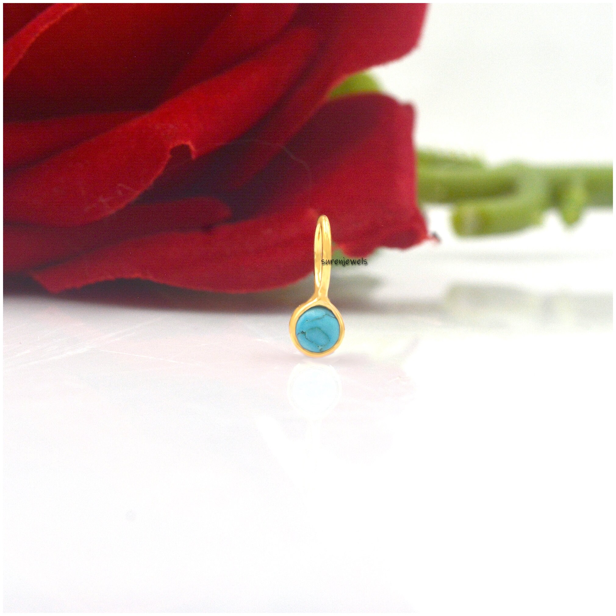 14k Gold Plated Birthstone Pendant: Mini Gemstone Drop Charm - View 4 - Suren Jewels | SKU: SJP468-SLYGSTM