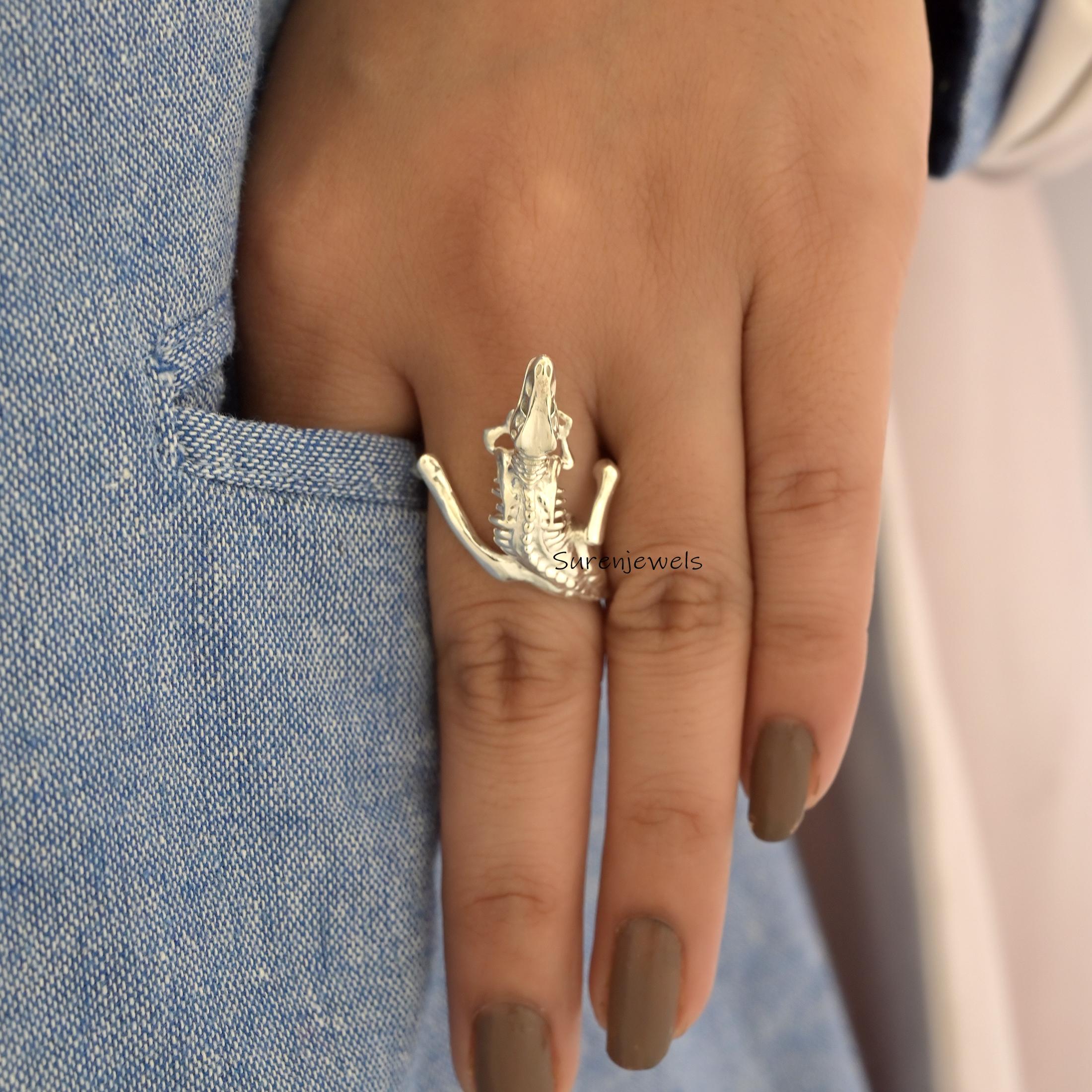Sterling Silver T-Rex Ring, T Rex Ring Dinosaur Jewelry - View 7 - Suren Jewels | SKU: SJR3419-SLYG-US-7,SJR3374-SLRH-US-8