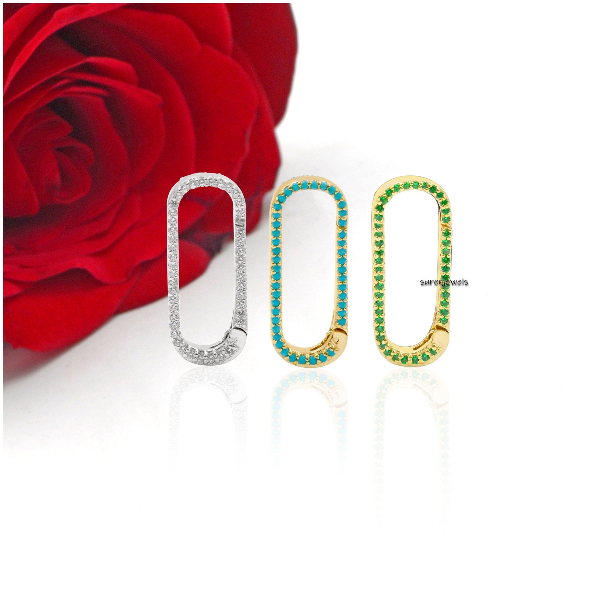 14k Gold Turquoise Charm Enhancer: Elongated Oval Bail - View 2 - Suren Jewels | SKU: SJP73-SLYGDI