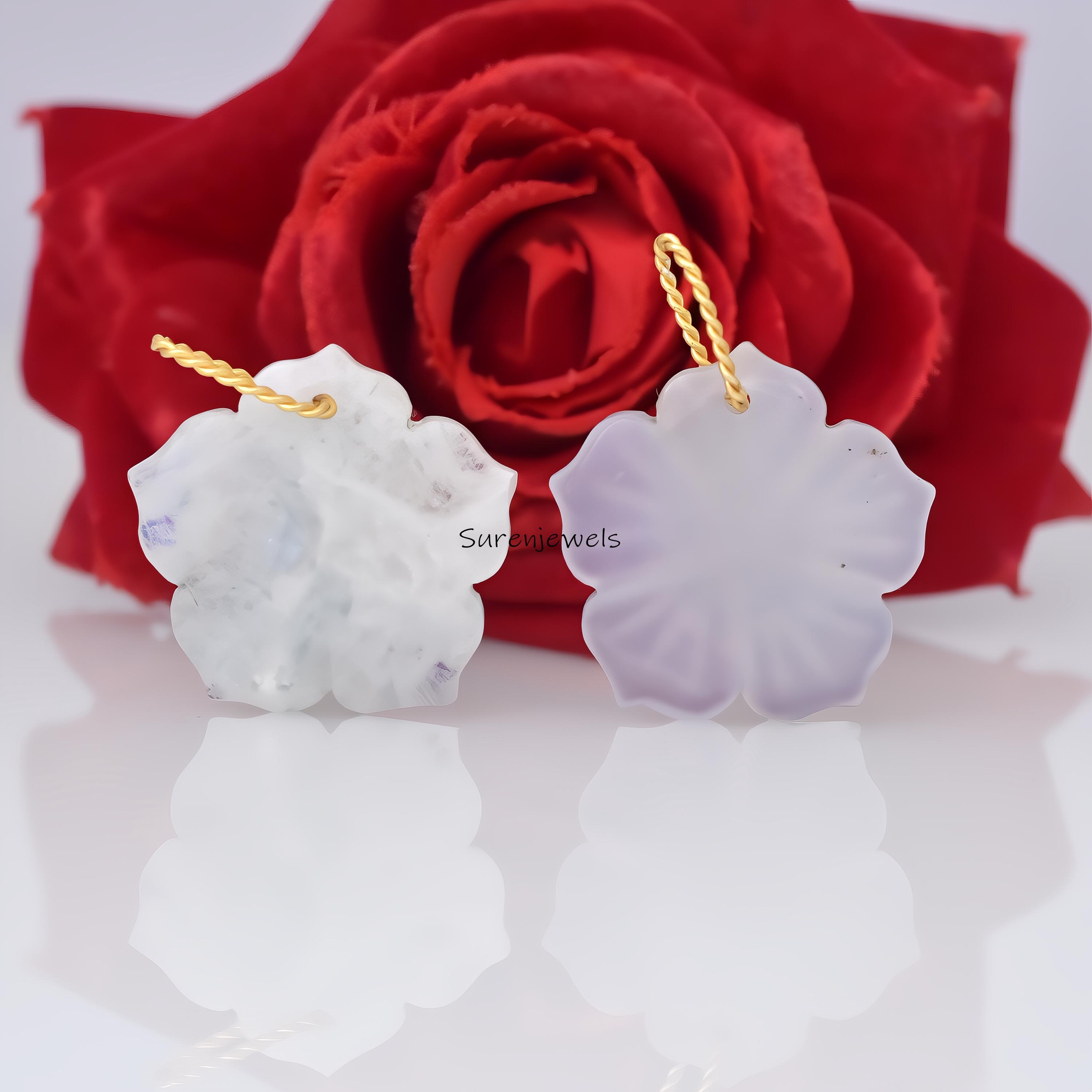 14K Gold Carved Opal Flower Charm: Ruby & CZ Pendant - View 5 - Suren Jewels | SKU: MJP4826-SLYGBCHRUCZ-25M-SJP3170