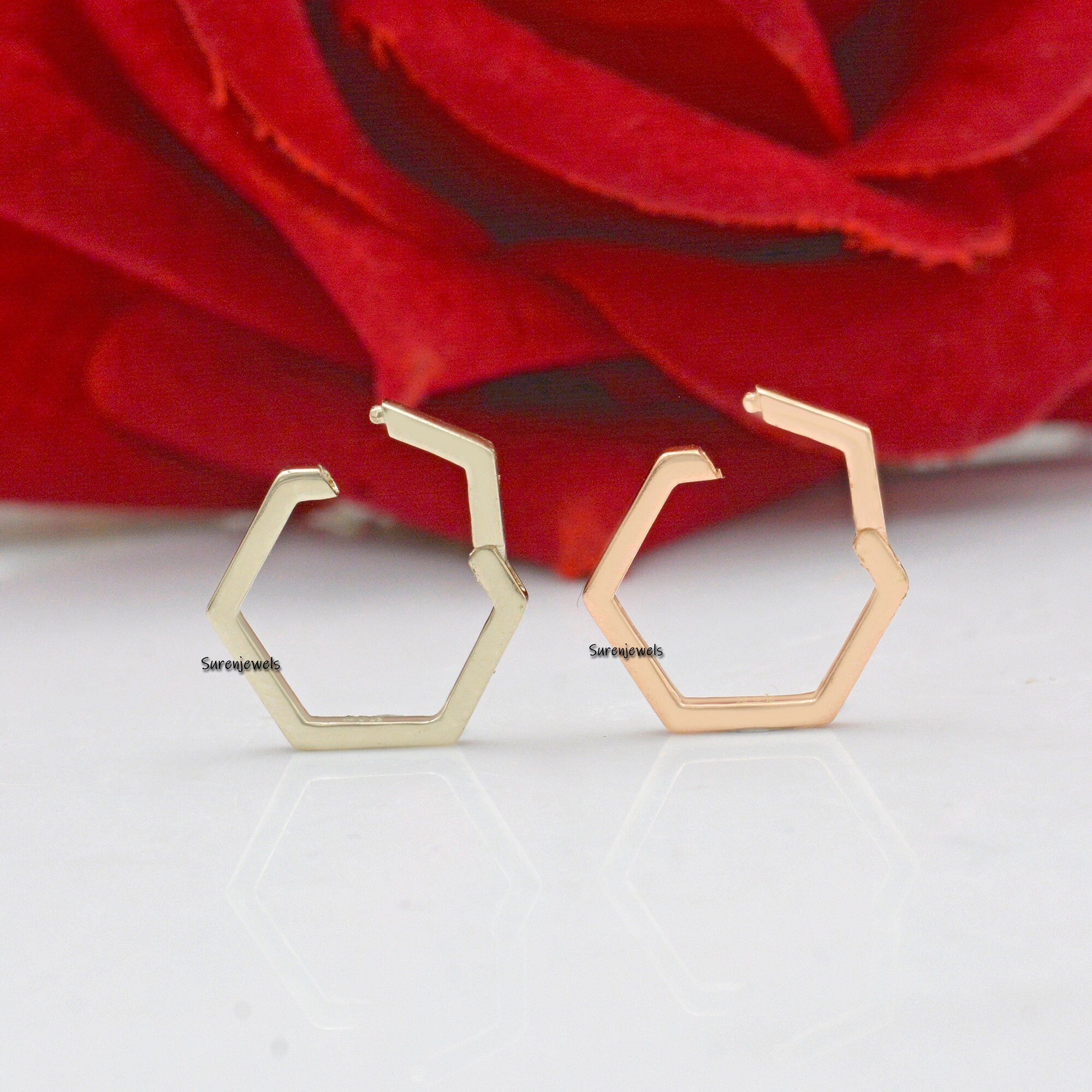 14K Gold Hexagon Charm Enhancer: Multi-Charm Holder, Link Clasp - View 2 - Suren Jewels | SKU: SJP449-14KYG