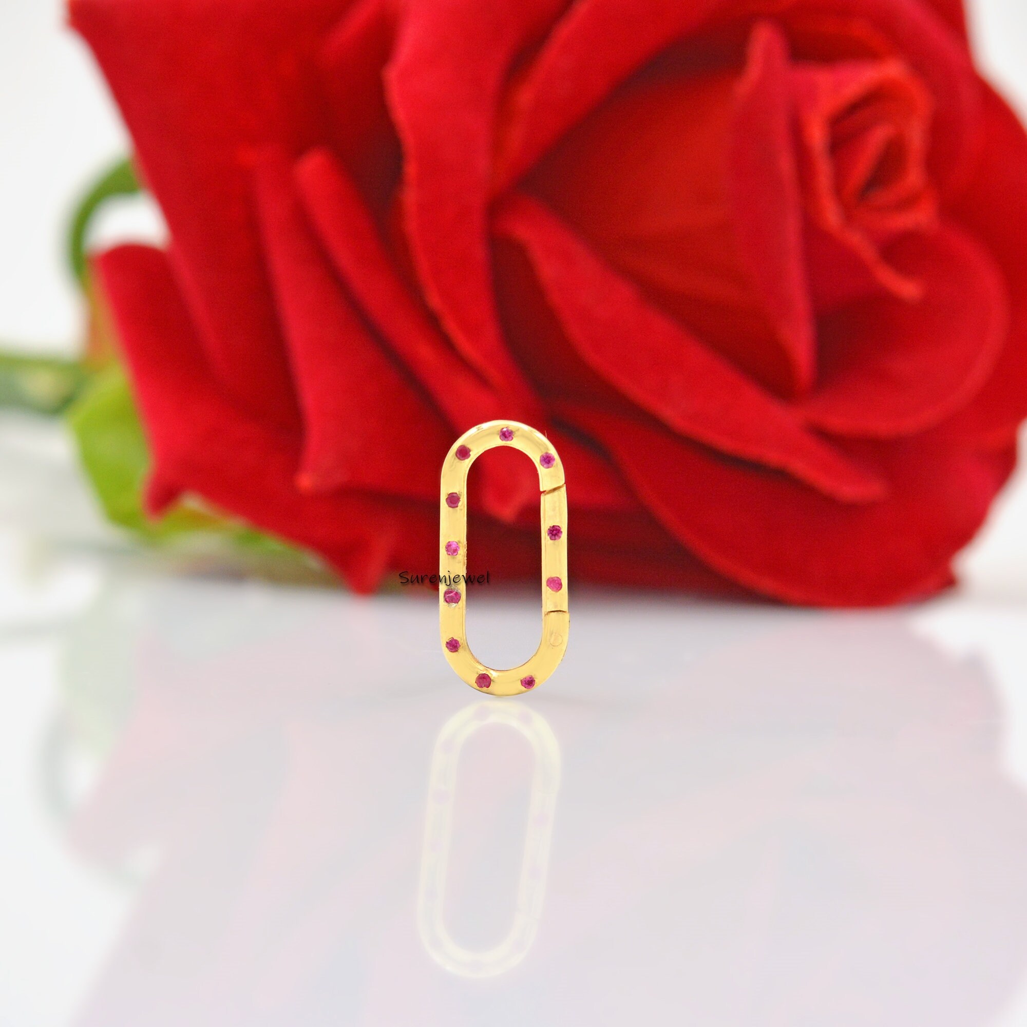 14K Gold Diamond Charm Enhancer: Elongated Charm Holder - View 5 - Suren Jewels | SKU: SJP575-14KWGBS