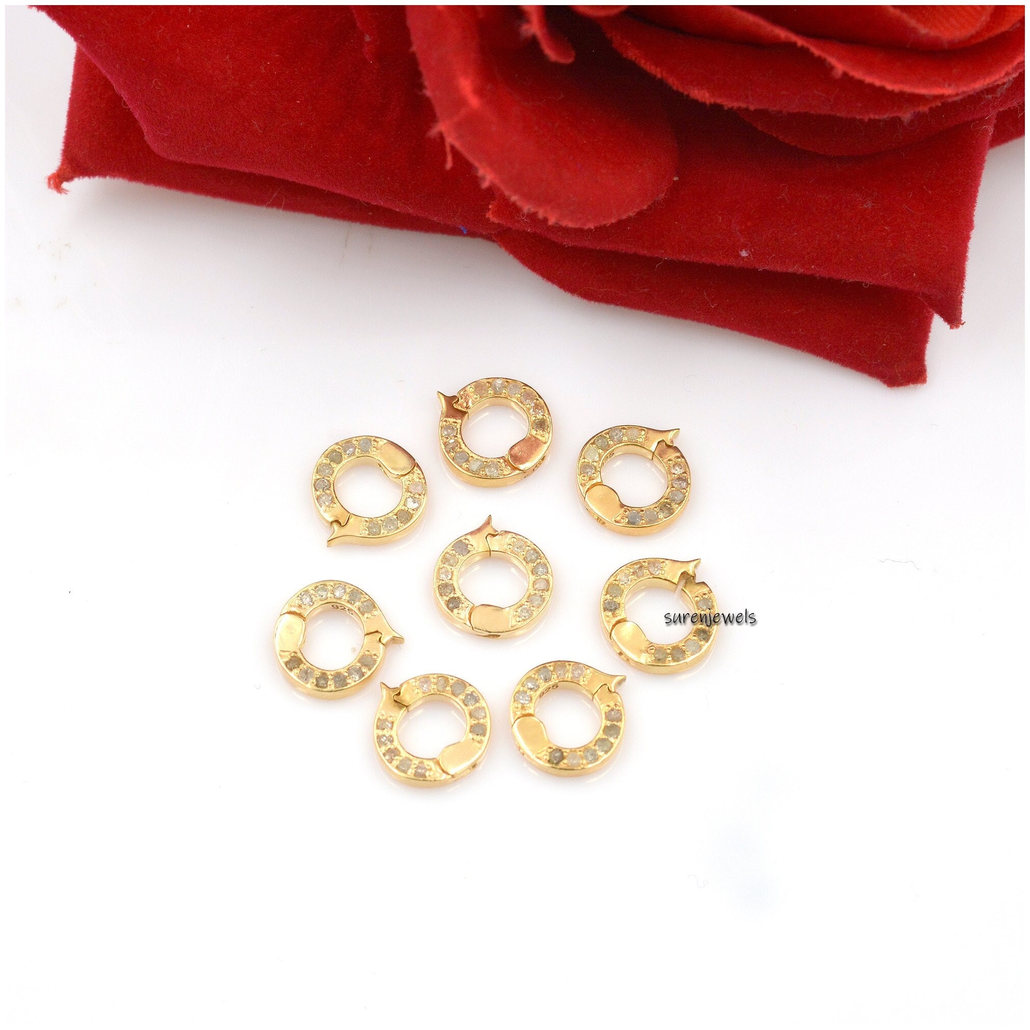 925 Silver Diamond Enhancer Lock Charm: Handmade Necklace Jewelry - View 3 - Suren Jewels | SKU: SJP943-SLYGDI