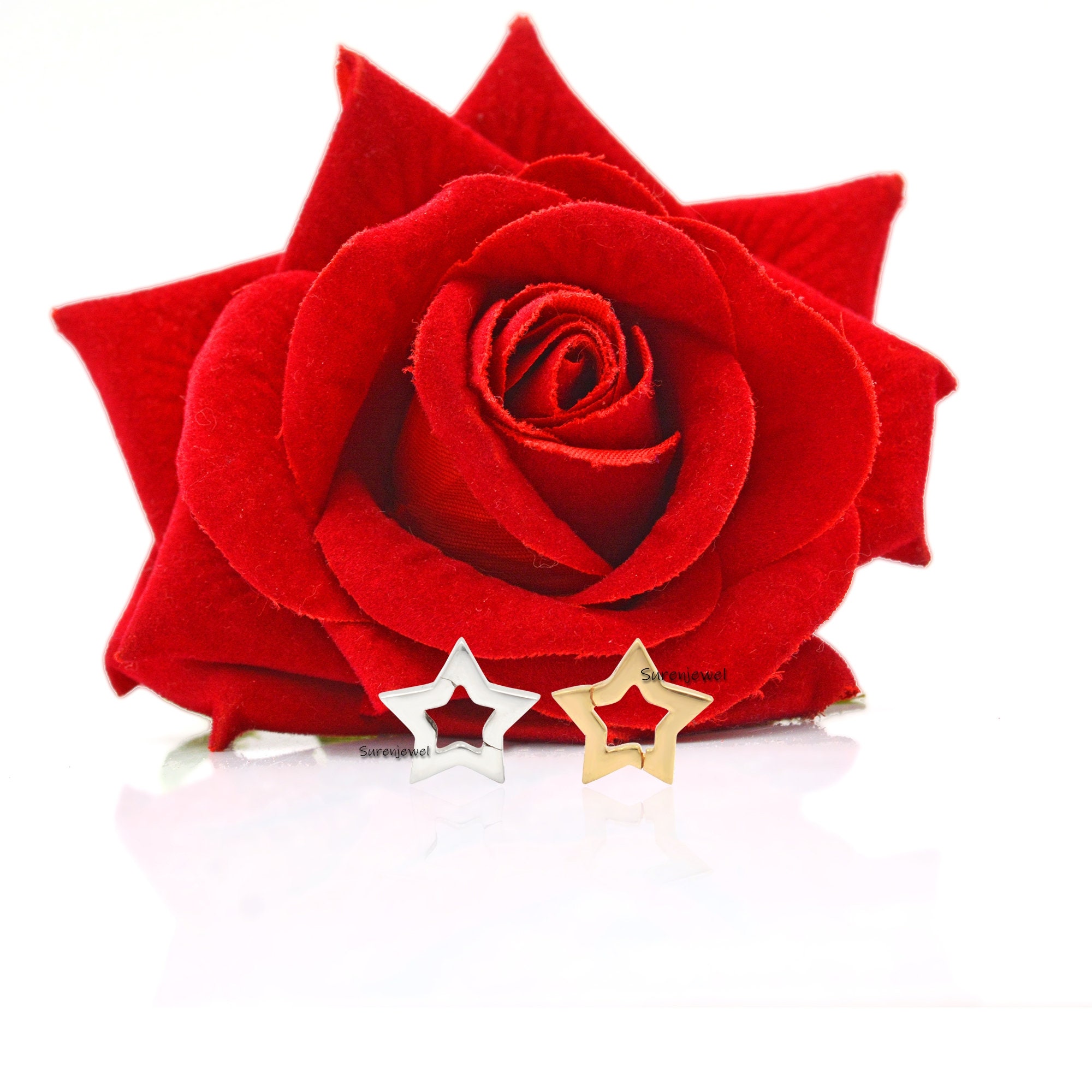14k Gold Star Charm Holder: Enhancer Link Lock - View 4 - Suren Jewels | SKU: SJP451-SLYG-N47-18I