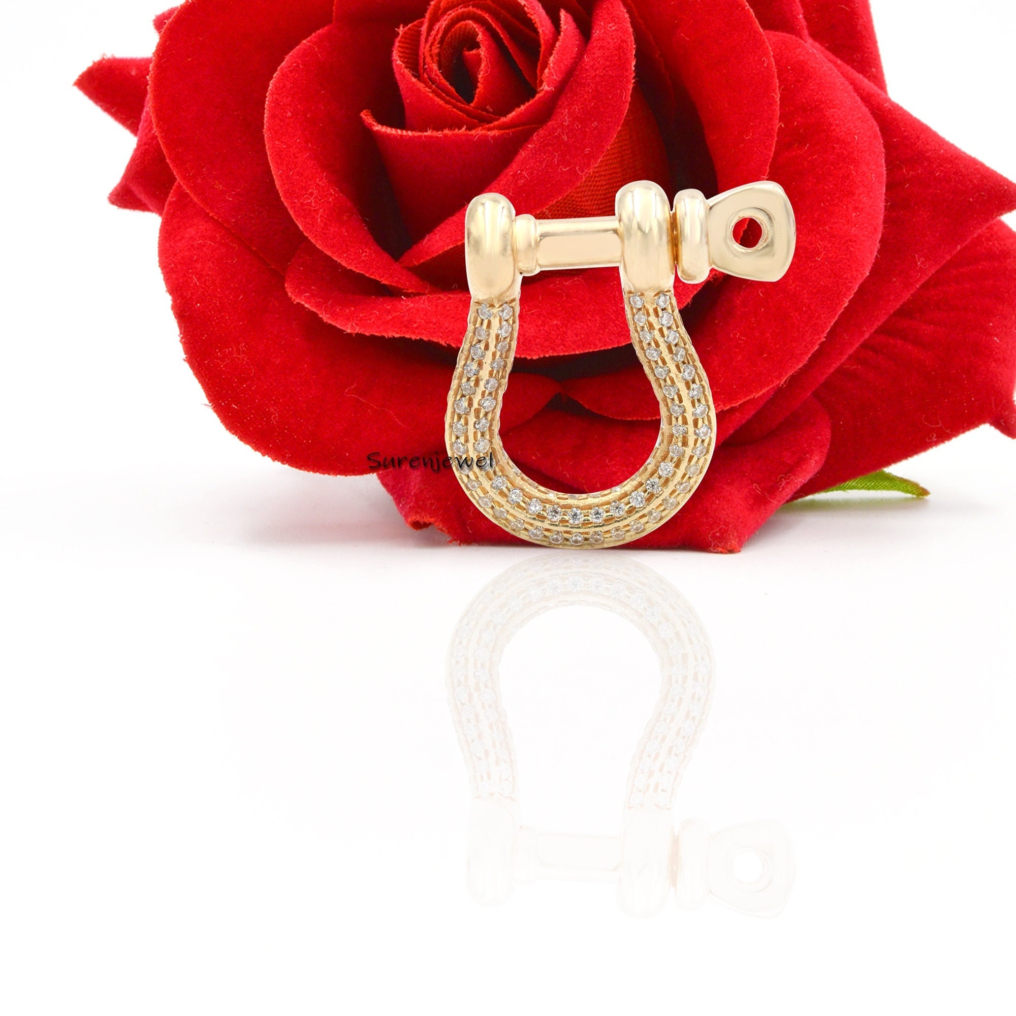 Diamond Shackle Clasp Lock: Designer Carabiner Chain Lock - Suren Jewels | SKU: SJP842