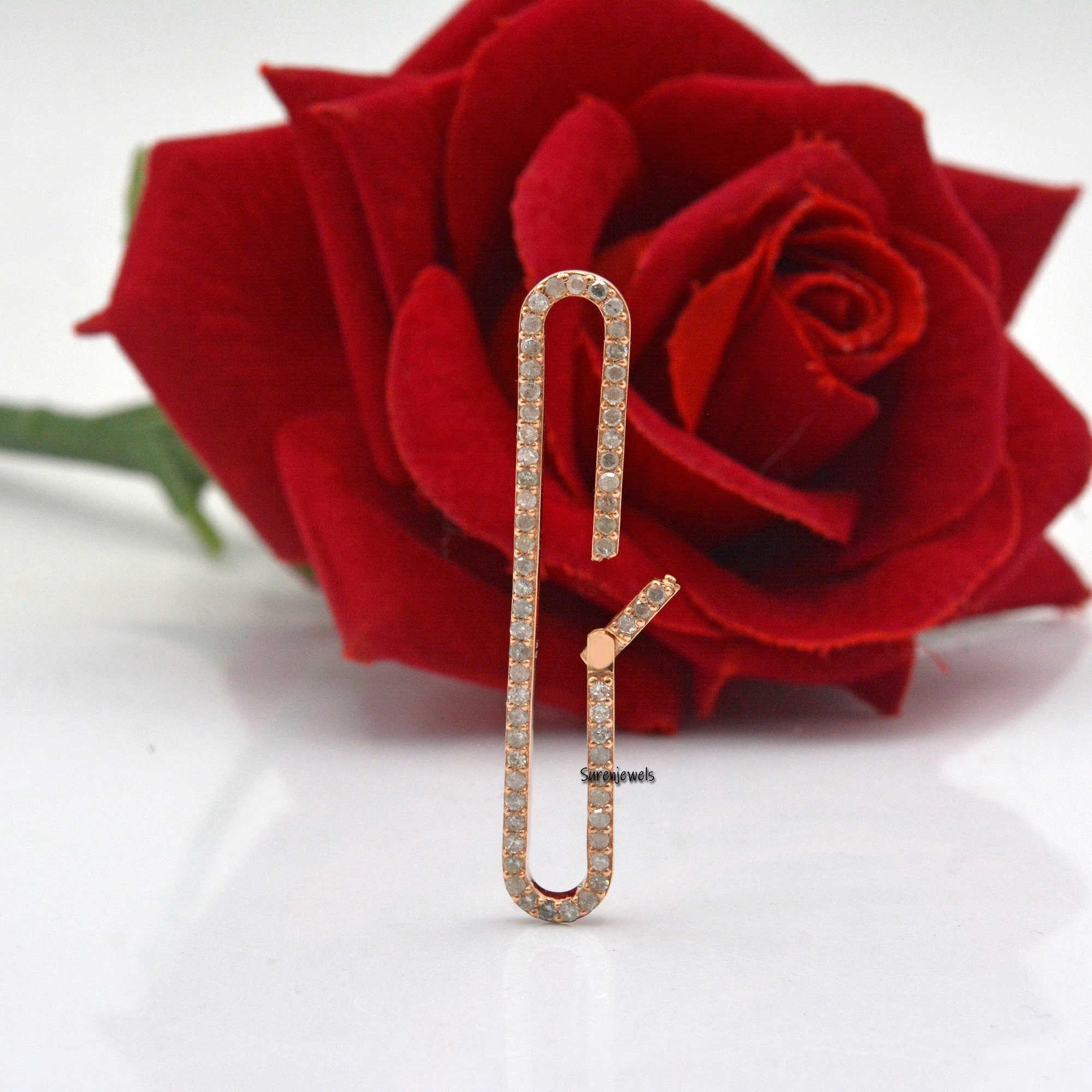 14k Gold Diamond Oval Charm Enhancer: Pave Charms Holder - View 5 - Suren Jewels | SKU: SJP938-SLNSCZ-50M