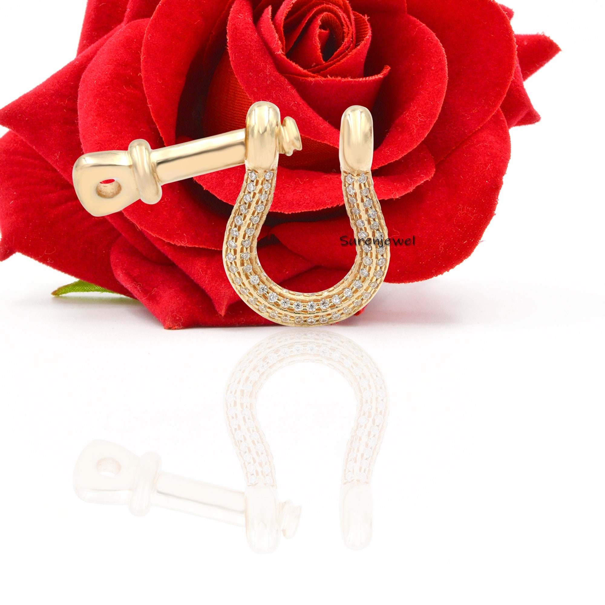 14K Gold Plated Shackle Lock: 925 Silver Anchor Charm Holder - View 2 - Suren Jewels | SKU: SJP842