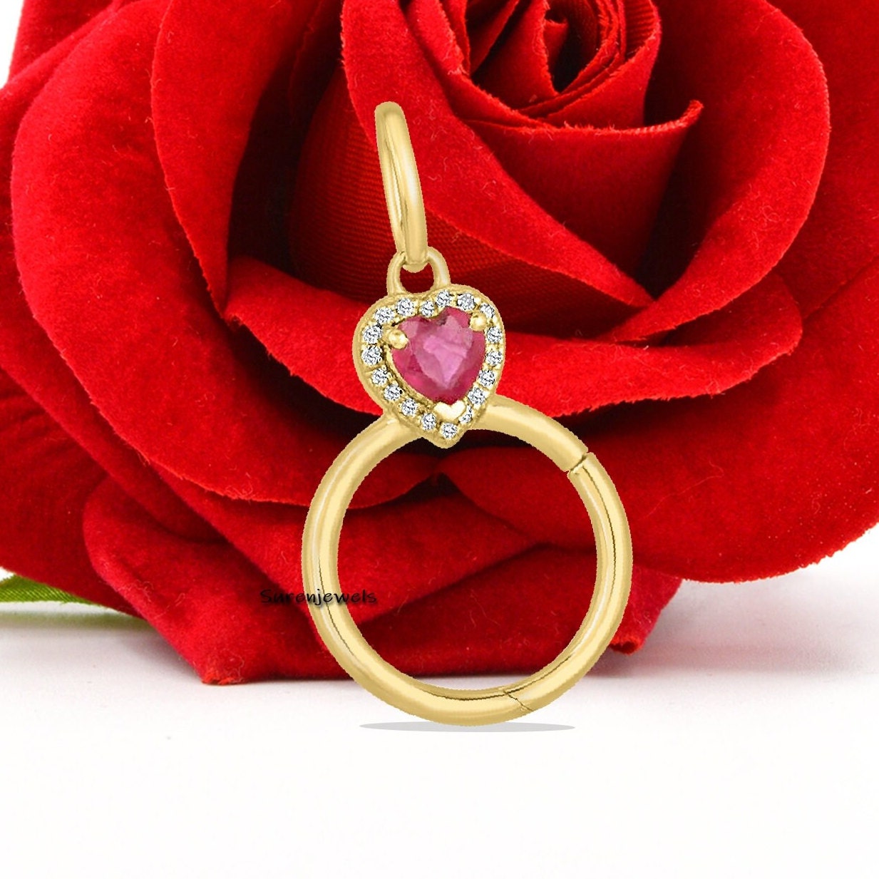 14k Gold Charm Holder Pendant: Handmade Pink CZ Enhancer - View 2 - Suren Jewels | SKU: SJP1117-SLYGCZWHPK-20M