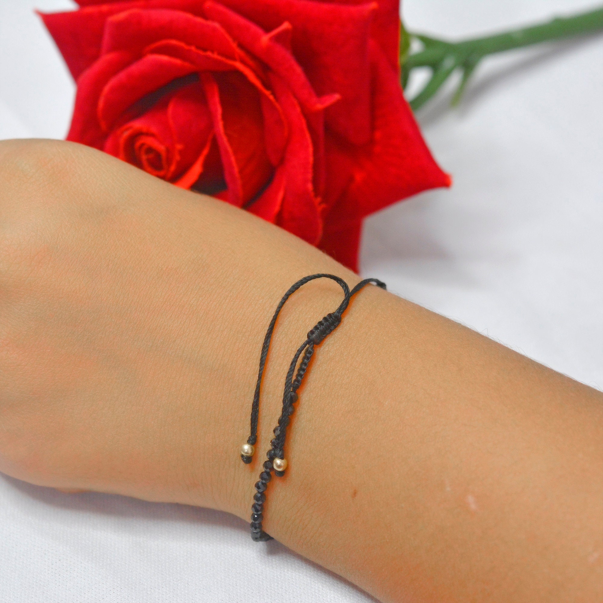 Dainty Lapis Lazuli Bracelet: 925 Silver Adjustable String - View 6 - Suren Jewels | SKU: SJA28