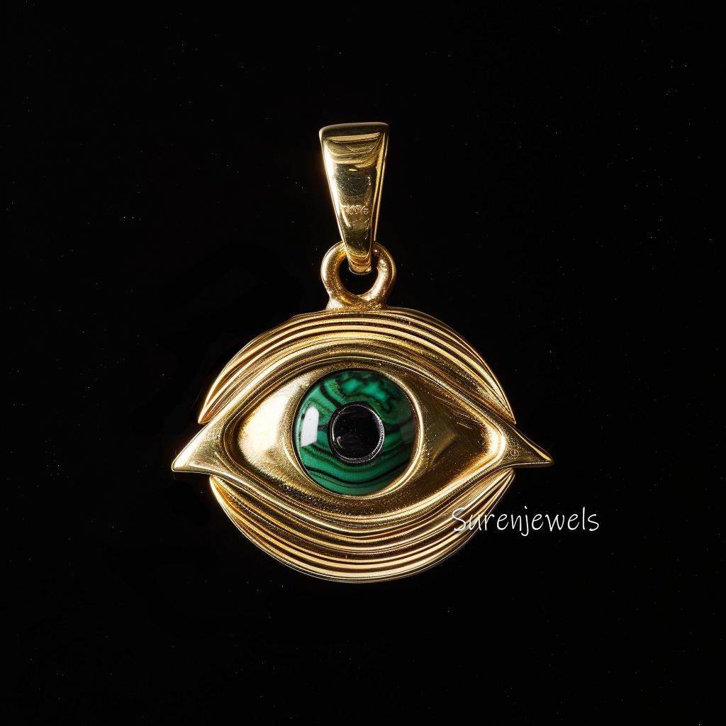 14k Gold Gemstone Evil Eye Pendant: Good Luck Charm - View 3 - Suren Jewels | SKU: SJP4634-SLYGLPZ-25M