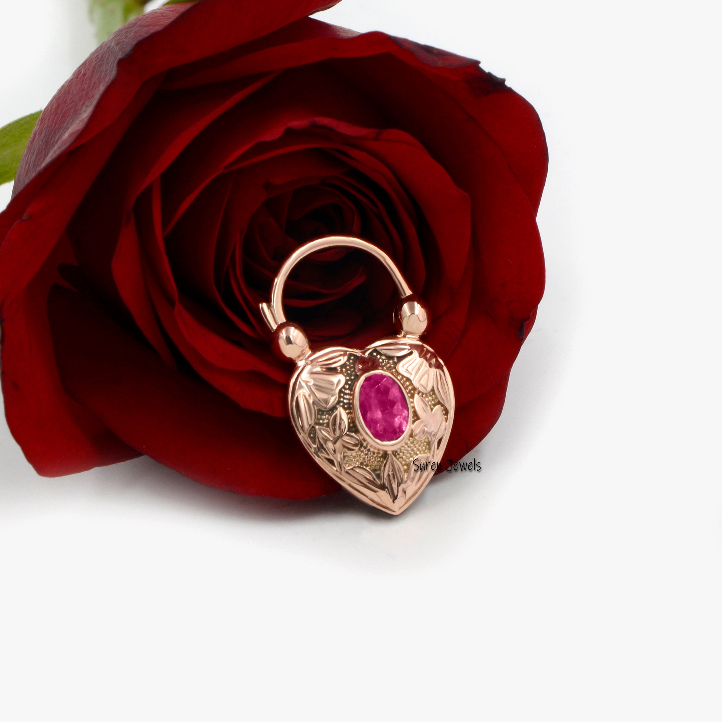 925 Silver Heart Padlock Pendant: Turquoise, Lapis & Gemstone Connector - View 6 - Suren Jewels | SKU: SJP92-SLYGTQ-N47-18I