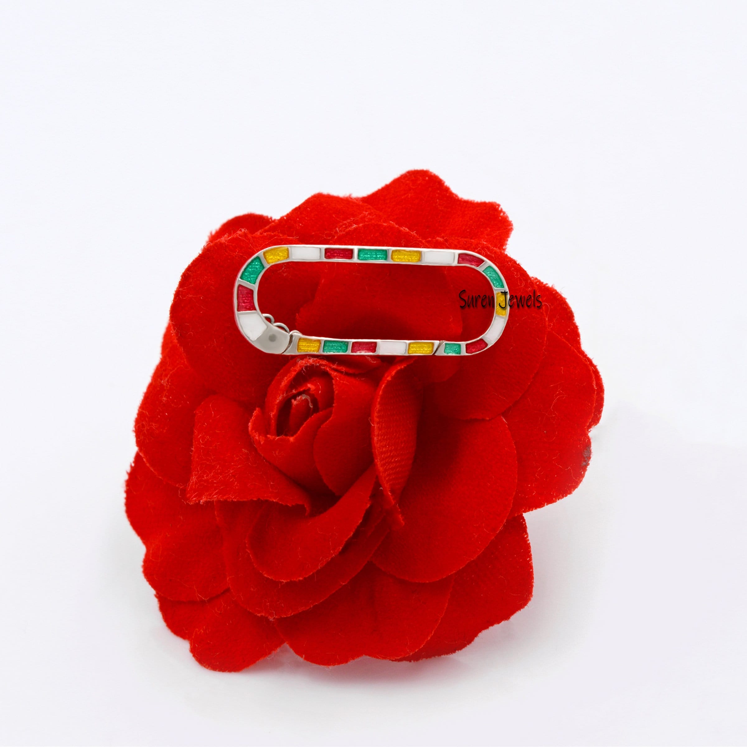 14K Solid Gold Enamel Enhancer Lock: Multi-Link Charm Holder - Suren Jewels | SKU: SJP71-SLYGELMT