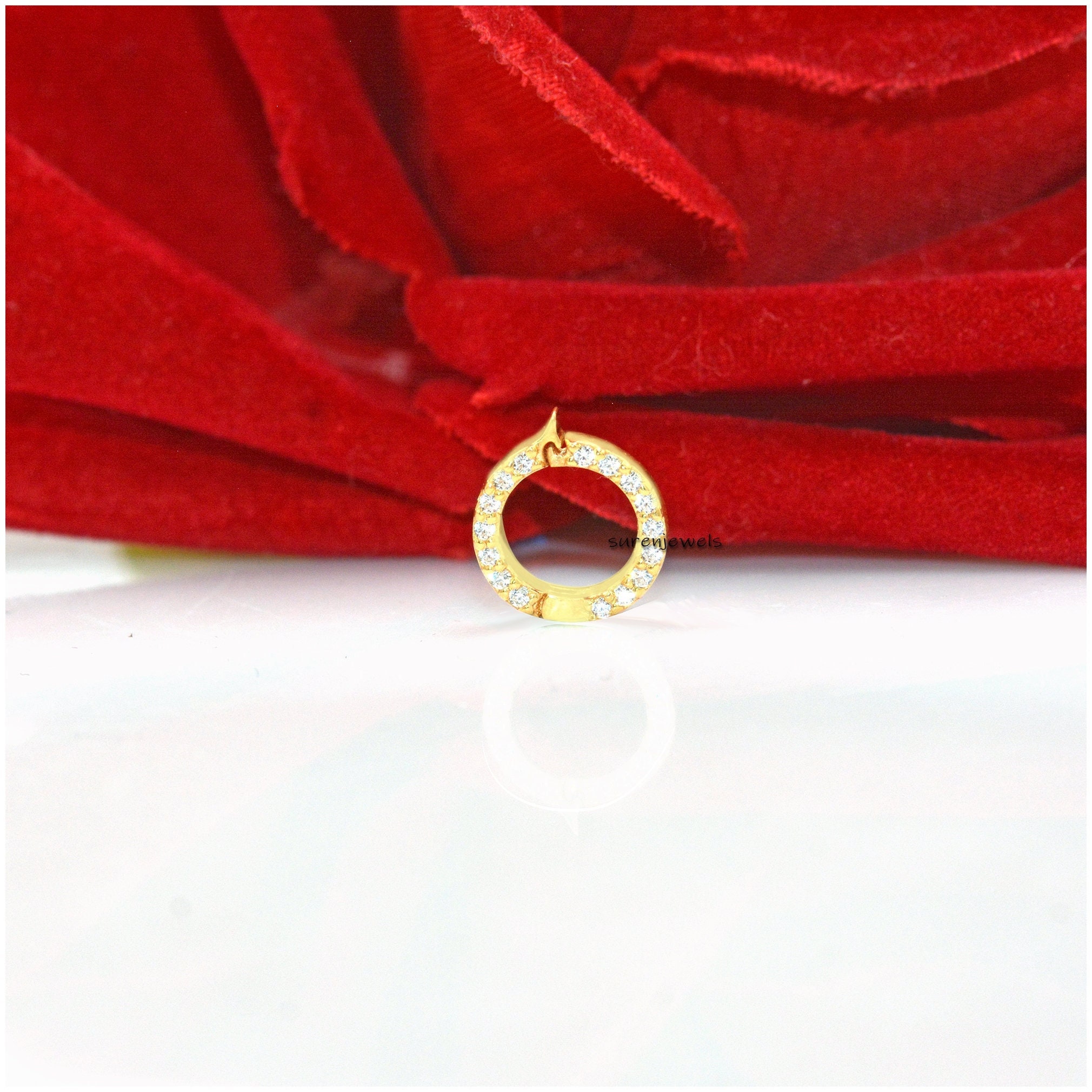 14K Gold Charm Enhancer: Round Charm Holder, 10mm - Suren Jewels | SKU: SJP1388