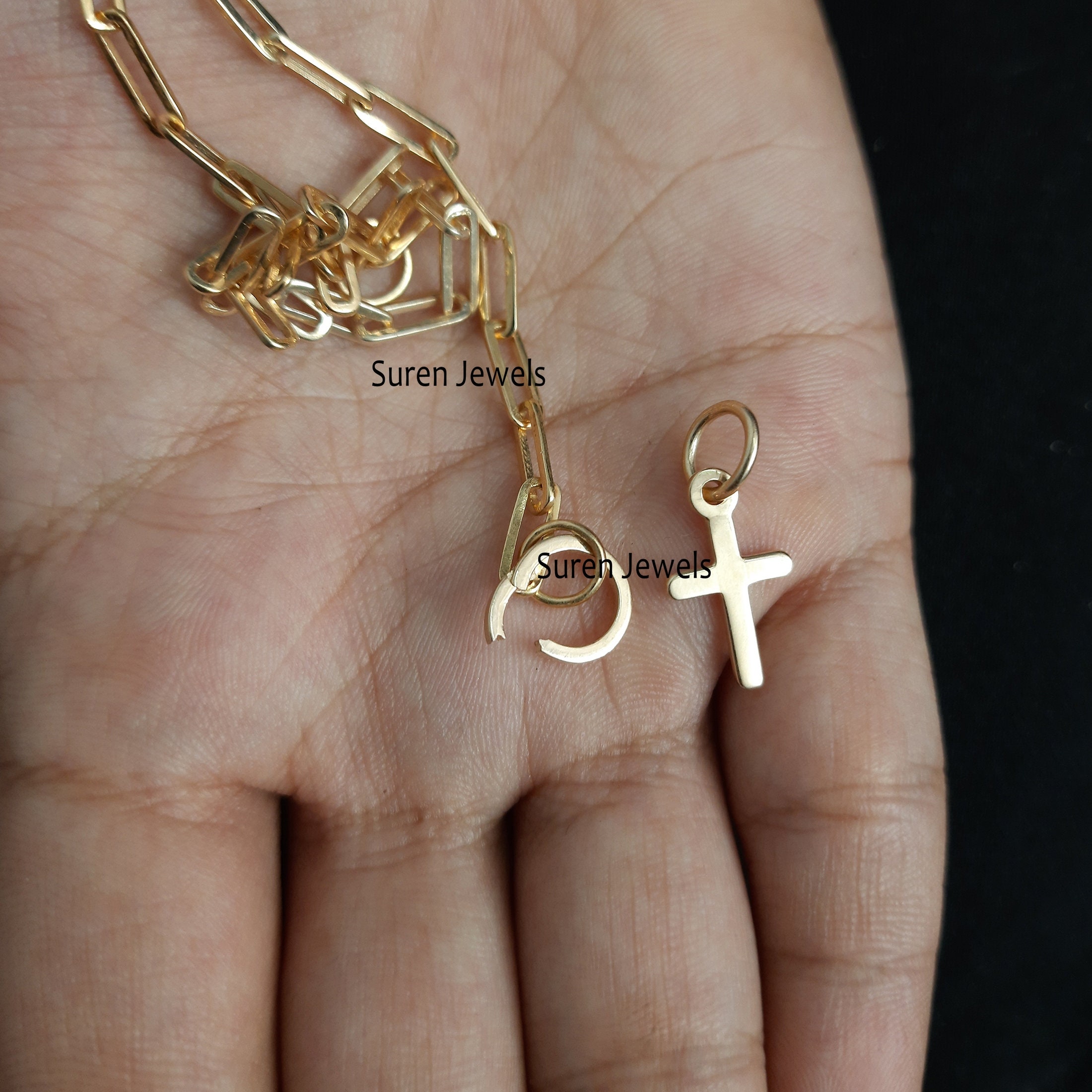 925 Silver Round Charm Enhancer: Multi Charm Holder - View 5 - Suren Jewels | SKU: SJP568-SLYG-MJF119-SLYG-N47-18I