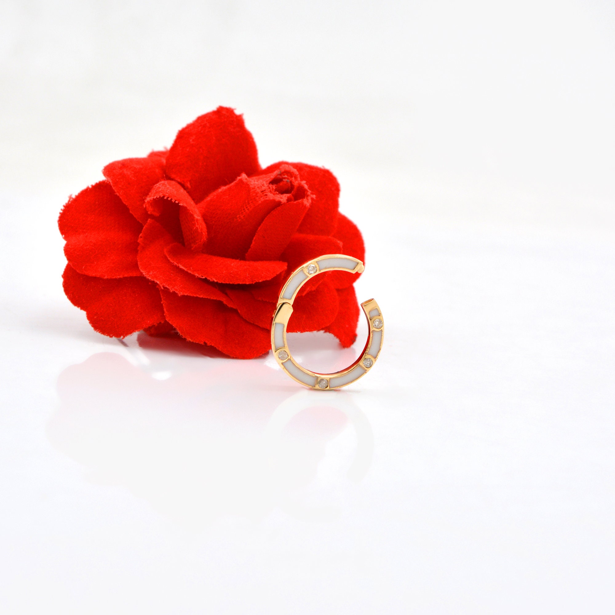 14K Gold Enamel Diamond Charm Holder - Round Enhancer - View 3 - Suren Jewels | SKU: SJP784-