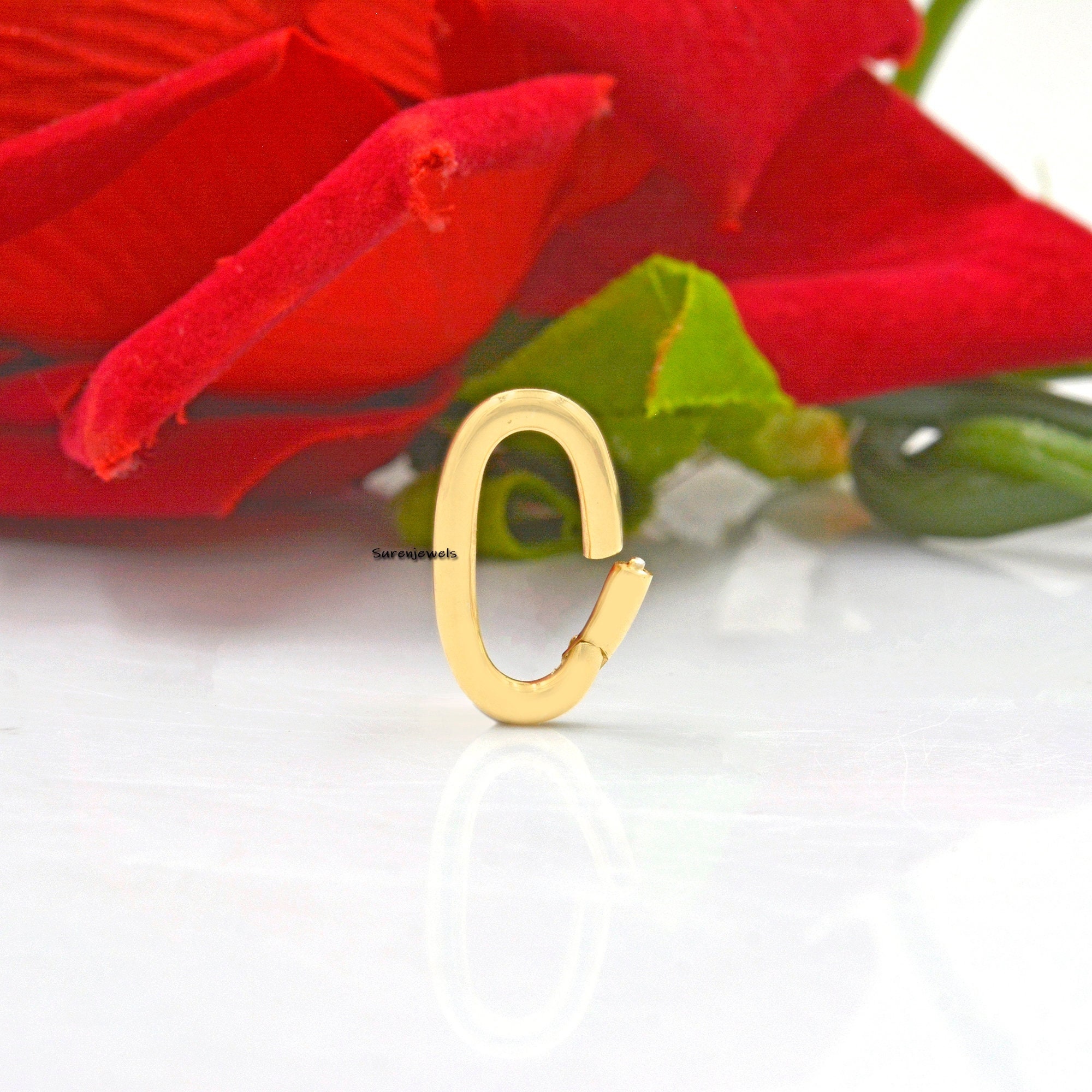 14k Gold Oval Charm Clip: High Polish Bail Connector - Suren Jewels | SKU: SJP75-SLYG-N47-18I-925