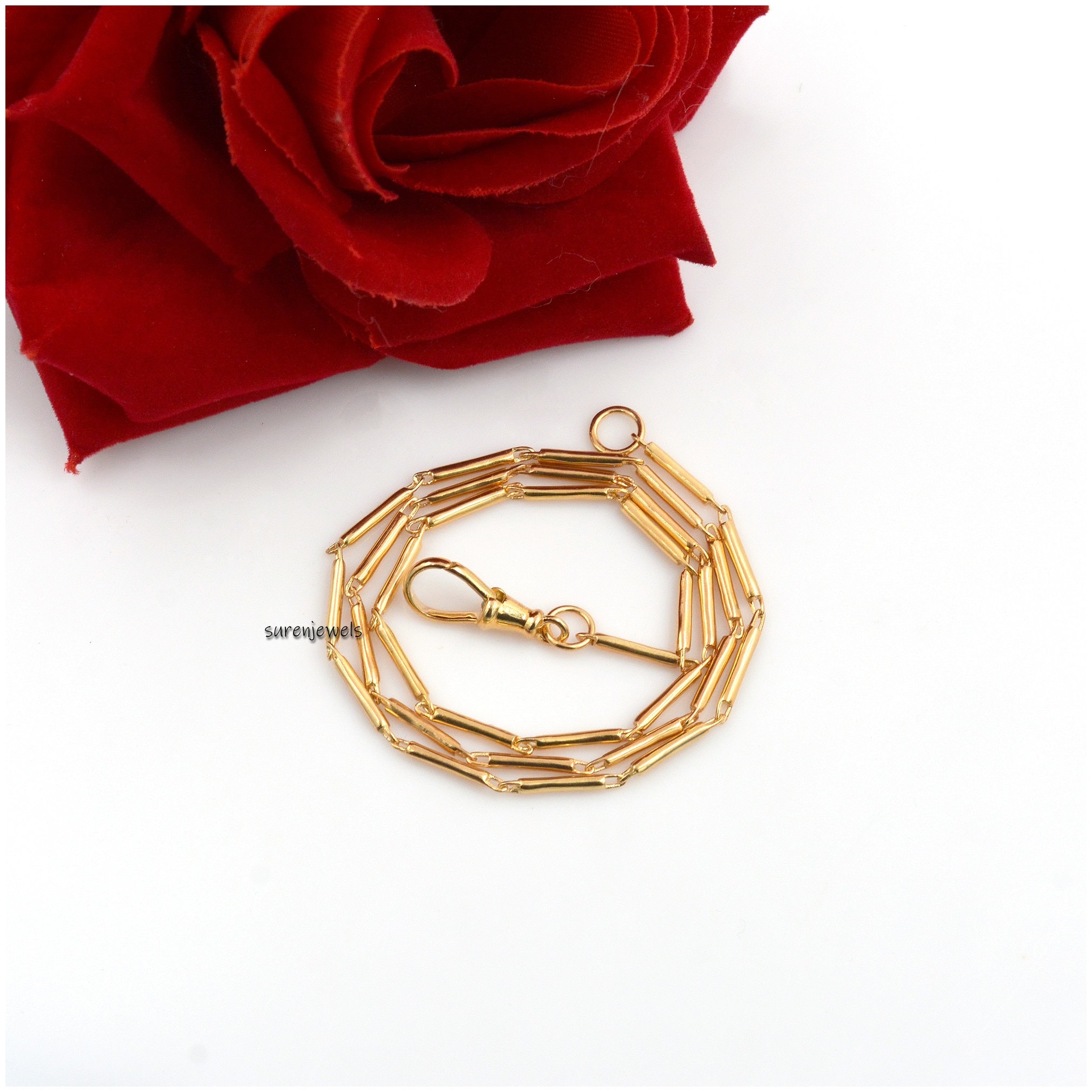 925 Sterling Silver Tube Bar Link Chain - Swivel Lock Necklace - View 2 - Suren Jewels | SKU: SJN215-SLWG-20I