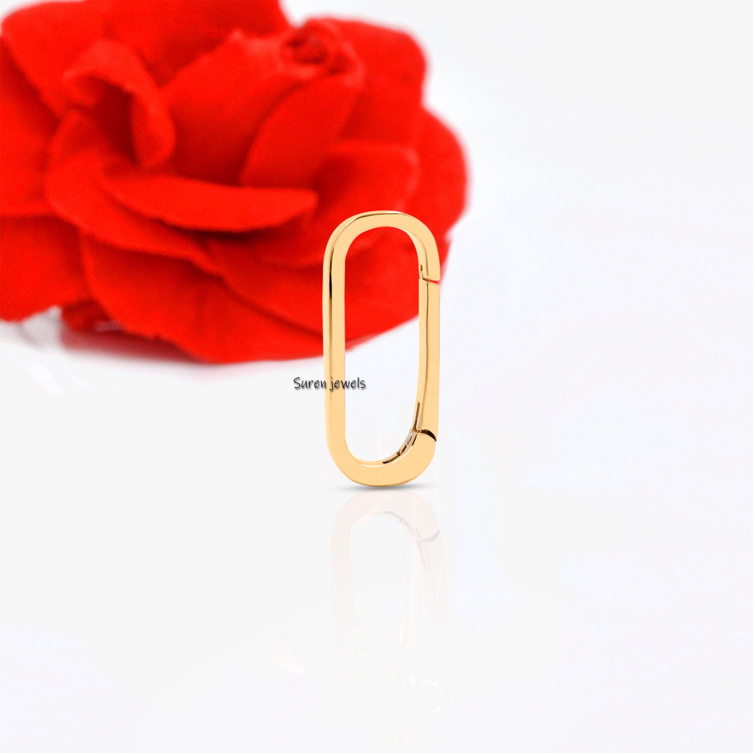 14k Gold Charm Holder, Removable Hinged Connector Pendant Bail Clasp, Push Lock Ring - View 4 - Suren Jewels | SKU: SJL73-SLY