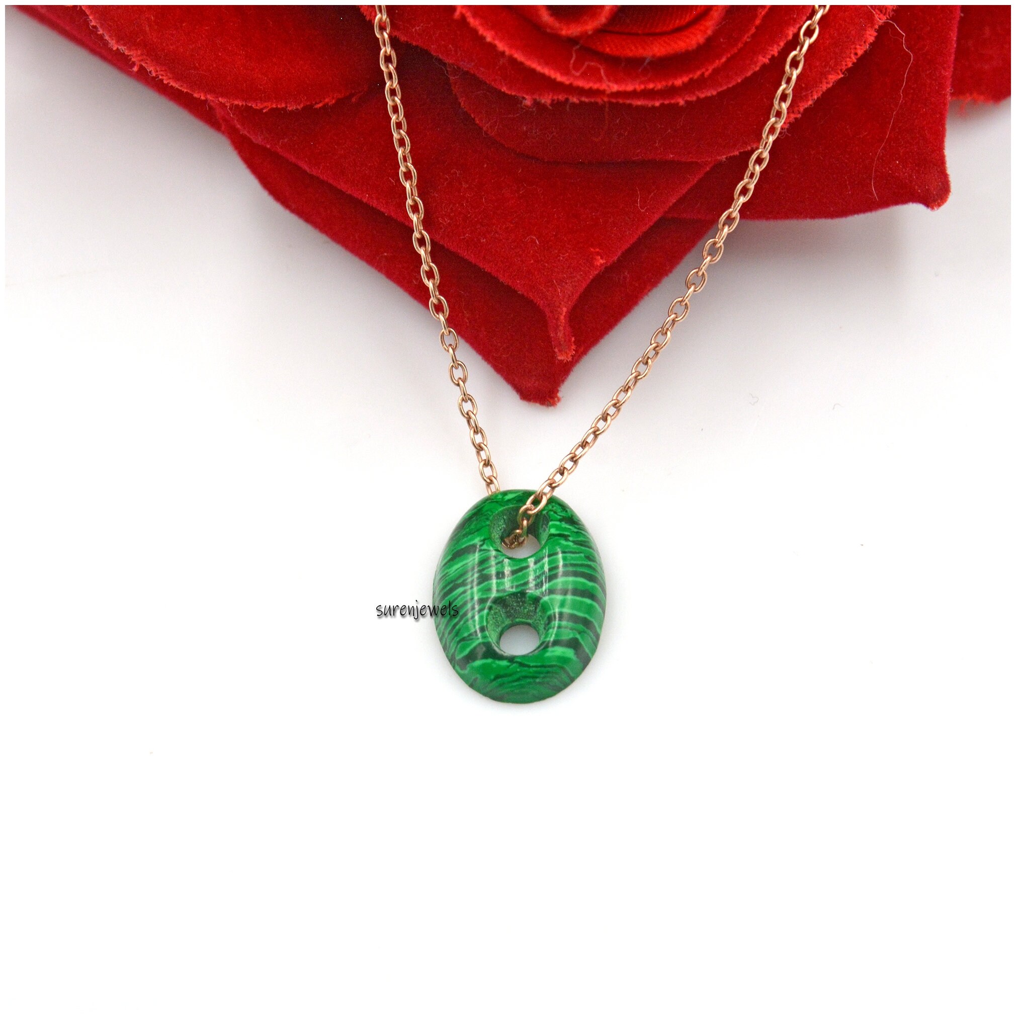 925 Silver Gemstone Soda Pull Tab Pendant: Carved Mariner Link Charm - View 5 - Suren Jewels | SKU: SJP1622
