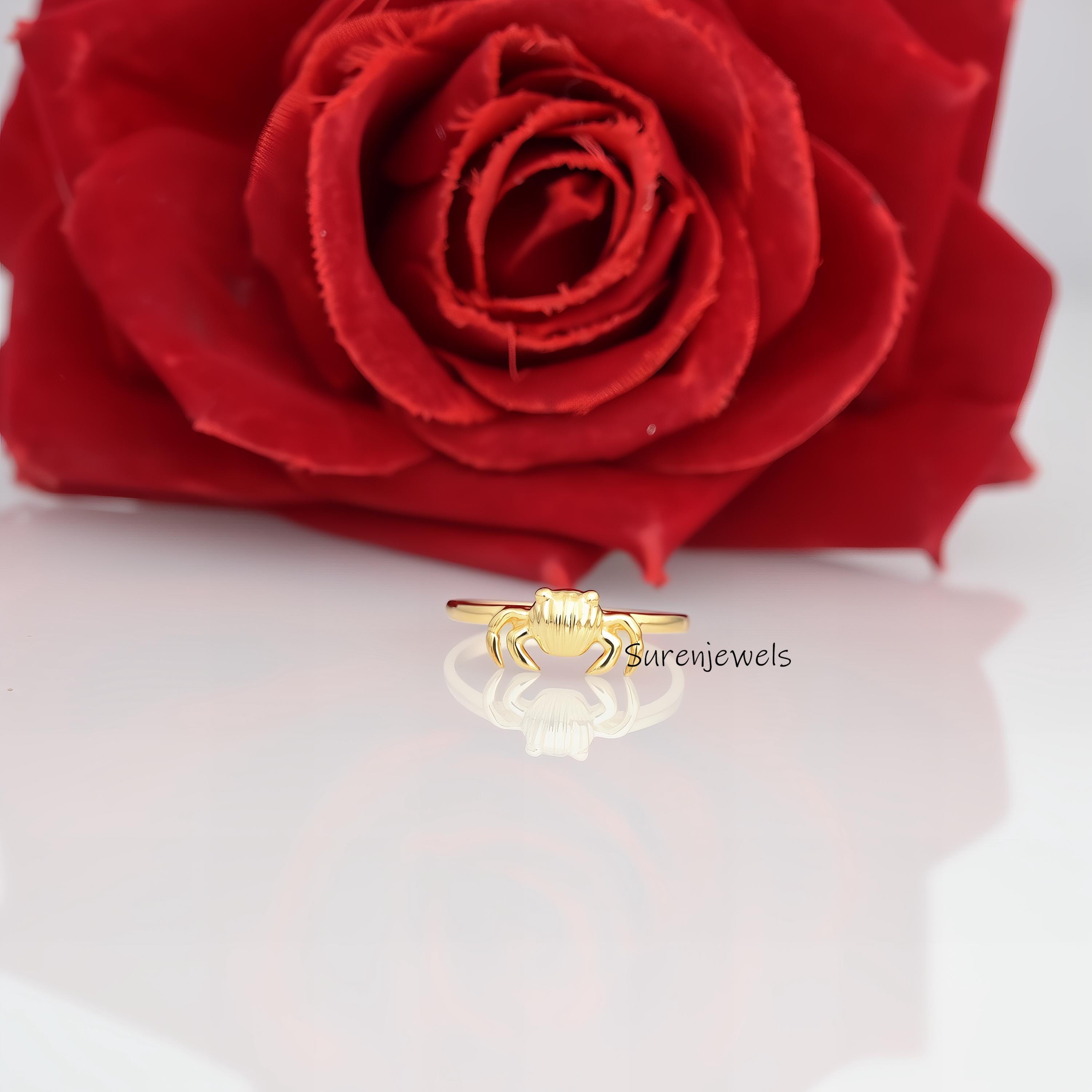 14k Gold Crab Ring: Cancer Zodiac Horoscope Jewelry - Suren Jewels | SKU: sJR2781-SLYG-US-9