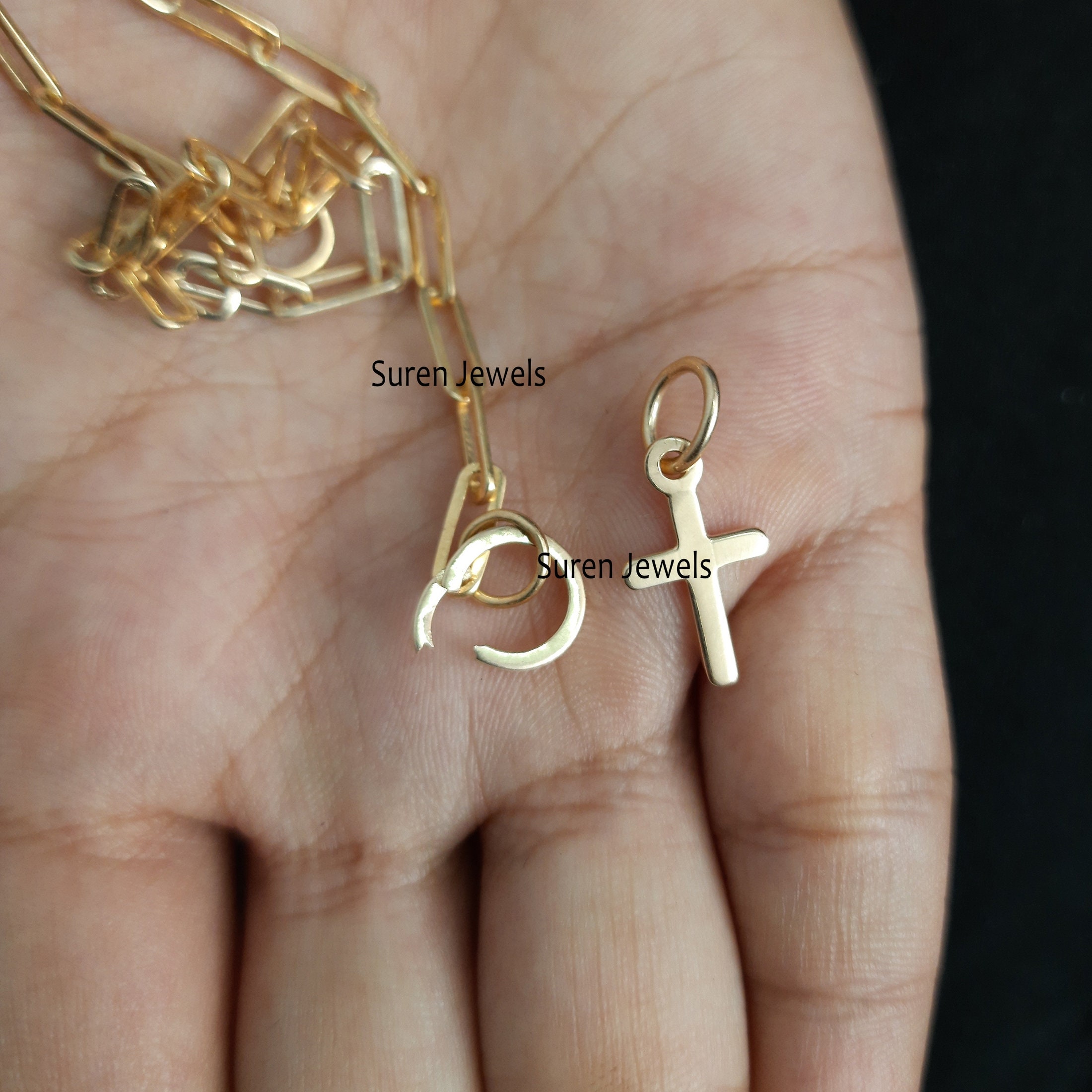 925 Silver Round Charm Enhancer: Multi Charm Holder - View 4 - Suren Jewels | SKU: SJP568-SLYG-MJF119-SLYG-N47-18I