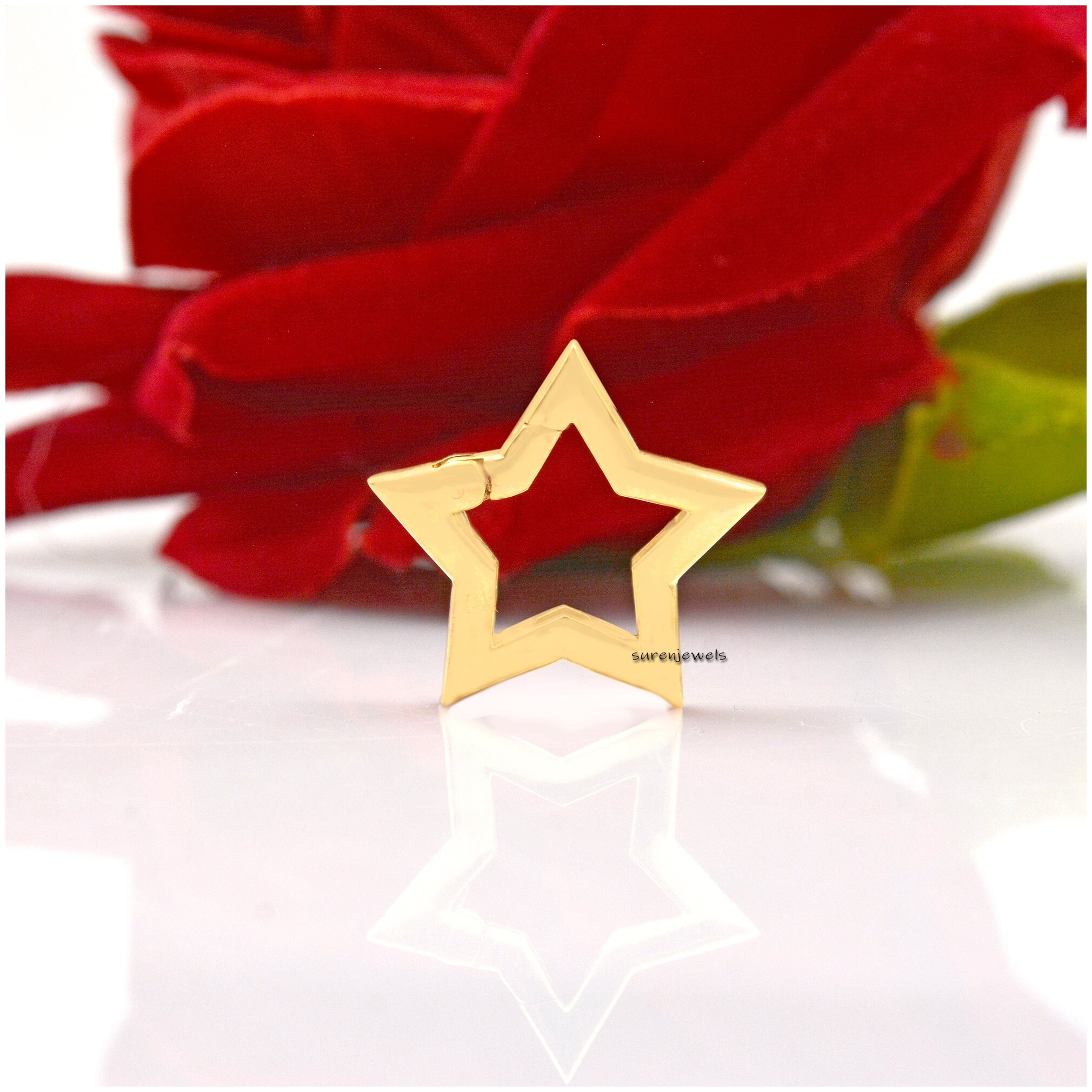 Multi Sapphire Star Charm Lock: Enhancer Connector Jewelry - View 3 - Suren Jewels | SKU: SJP1297-SLYGMTCS-25M