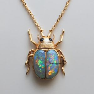 Gemstone 14K Gold Designer Scarab Charm, Small Scarab Pendant, Gemstone Scarab Pendant, Hand Carving Scarab,Scarab Amulet, Carved Scarab