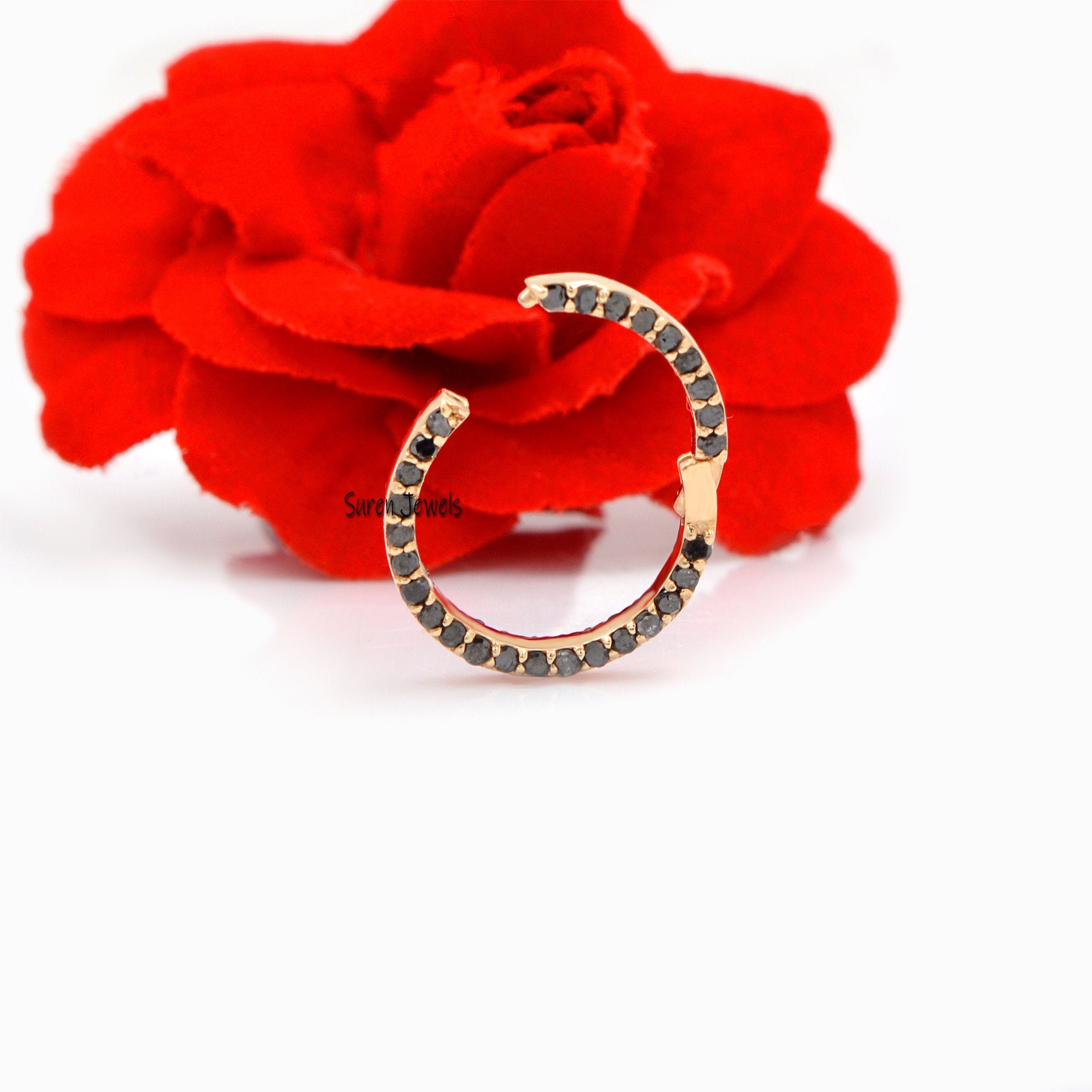 14k Gold Diamond Circle Charm Holder: Enhancer Connector, 15mm - Suren Jewels | SKU: SJP876 -14KYGBDI