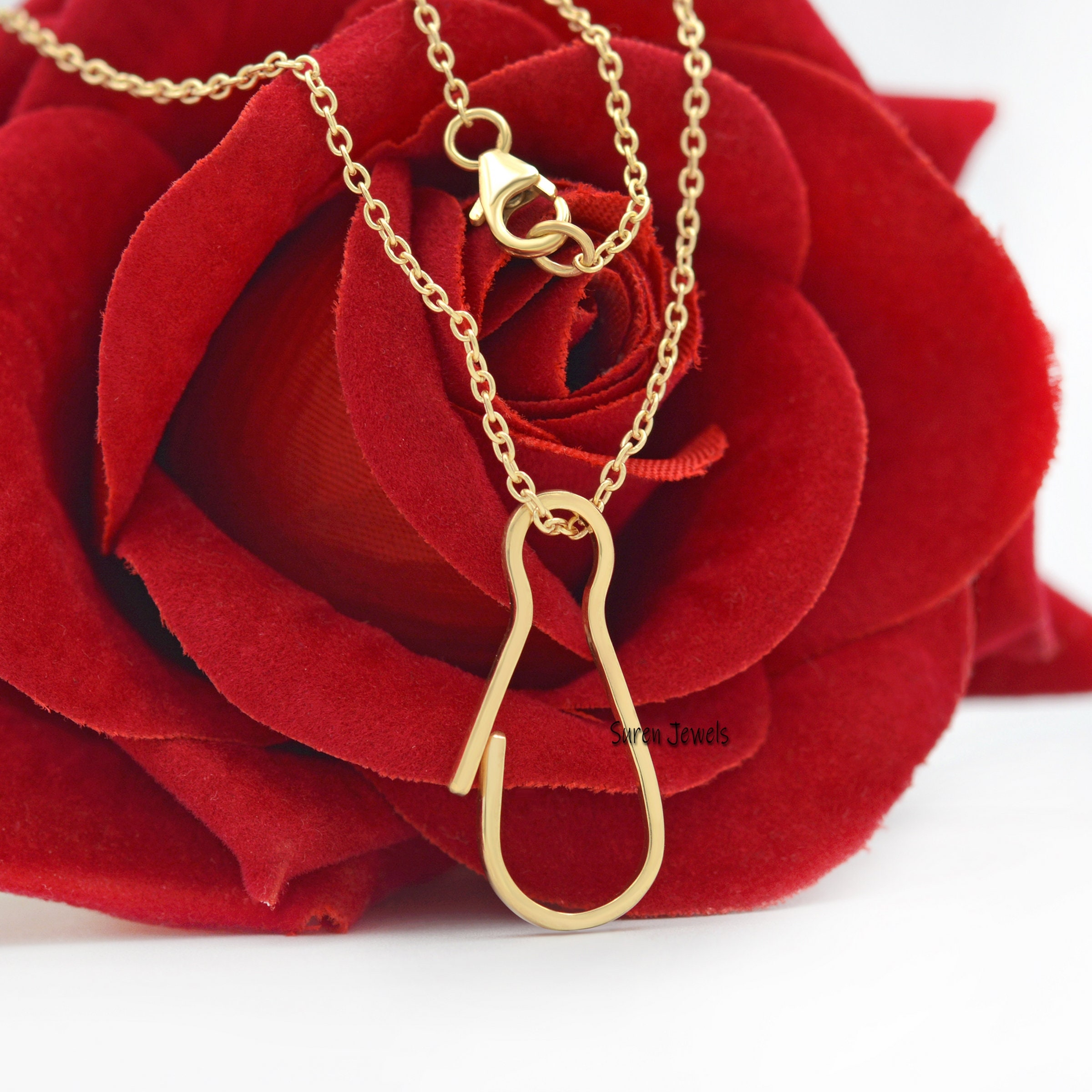 14K Gold Charm Enhancer: Durable Snap Lock Pendant Holder - View 2 - Suren Jewels | SKU: SJP951-SLYG-26M