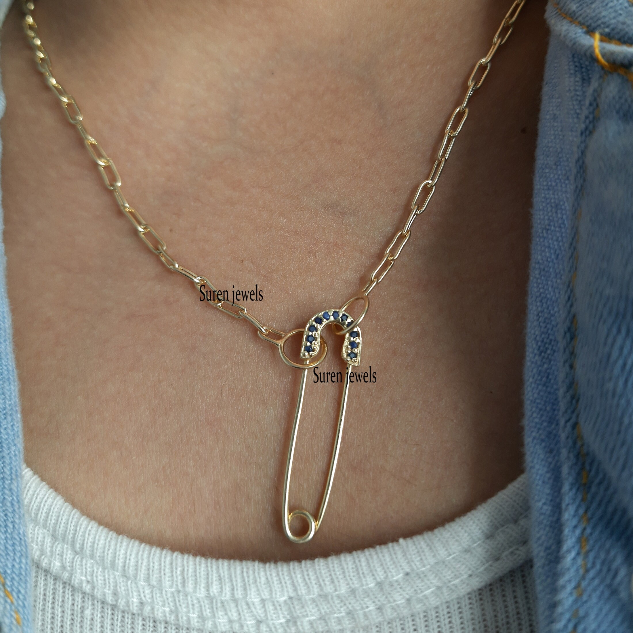 Diamond Safety Pin Pendant Safety Pin Enhancer Safety Pin Etsy