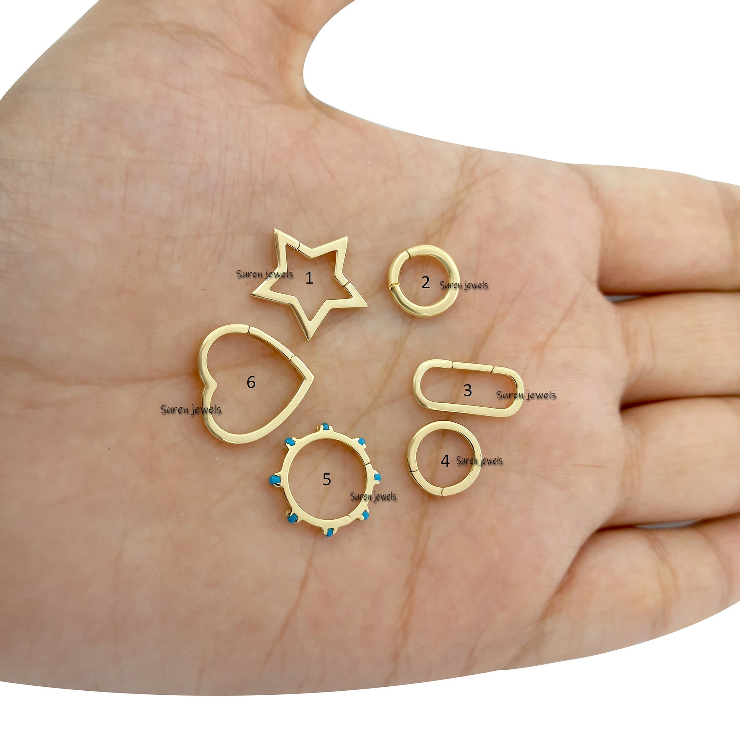 18K Gold Charm Connector Clasp: Pendant Enhancer Hoop Lock - View 2 - Suren Jewels | SKU: SJP451-18KYG-15M,SJP482-18KYG-10M,S