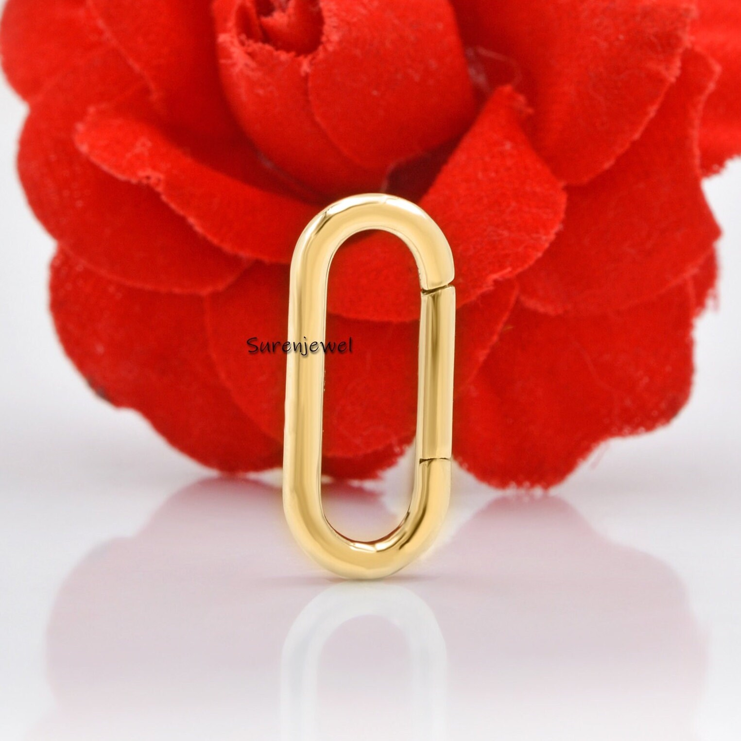 925 Silver Oval Charm Enhancer: Thick Link Holder (20x10 MM) - Suren Jewels | SKU: SJP575
