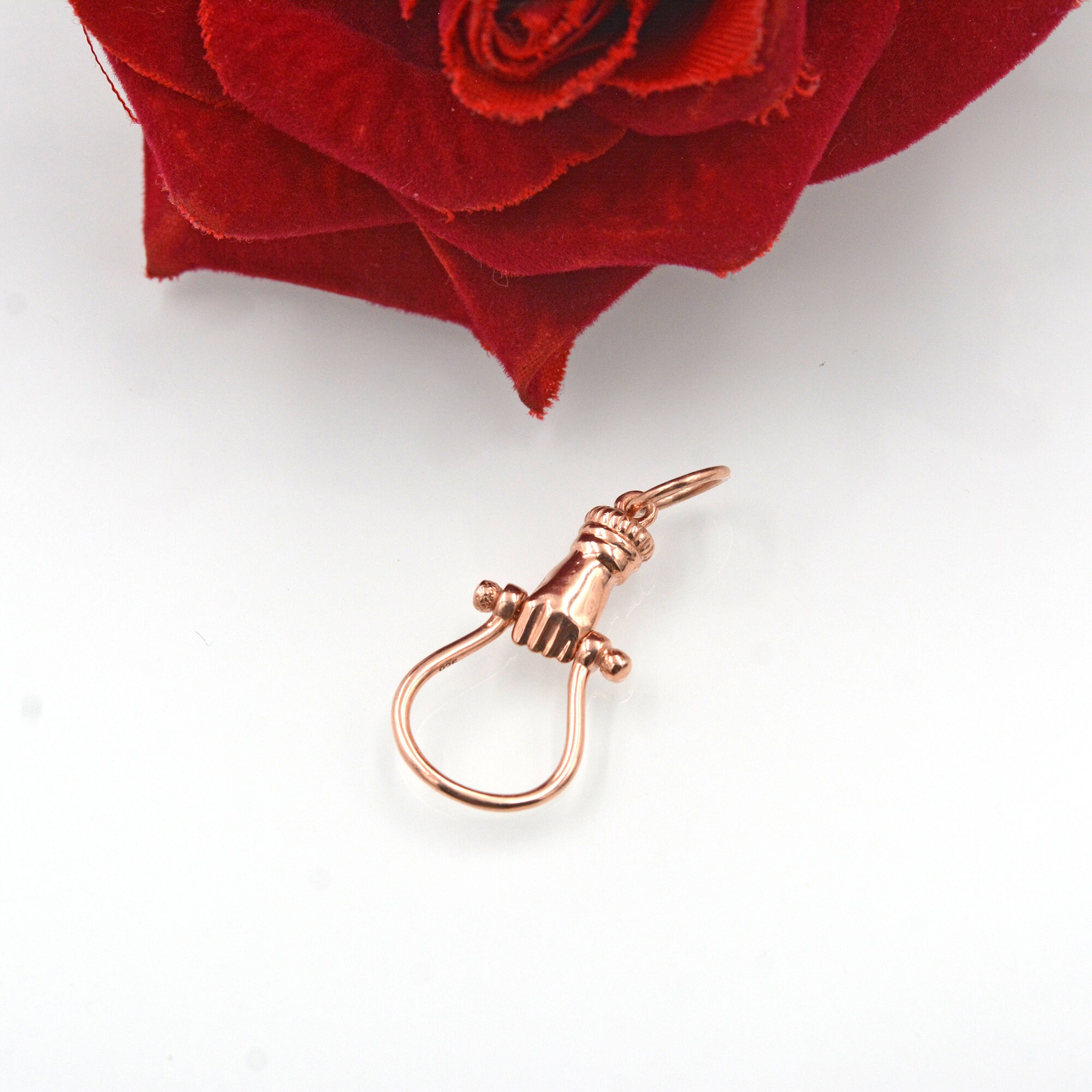 14k Gold Helping Hand Figa Charm Holder, Figa Pendant Connector, Hand Charm Holder, Jewelry Connector, Figa Charm Holder - Vi