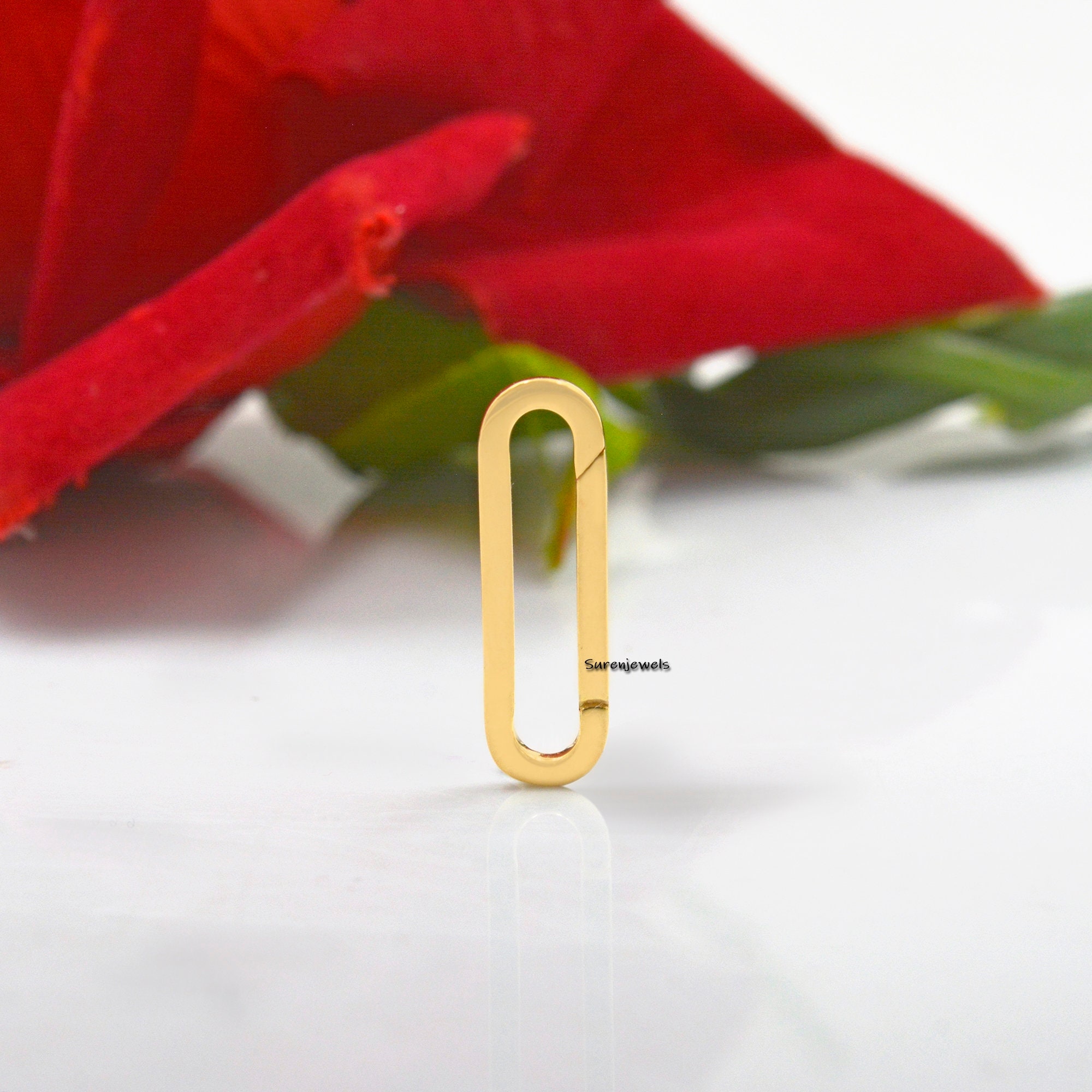 14K Solid Gold Charm Enhancer Connector: Silver Charm Holder Pendant - View 6 - Suren Jewels | SKU: SJP680-14KYG-22M