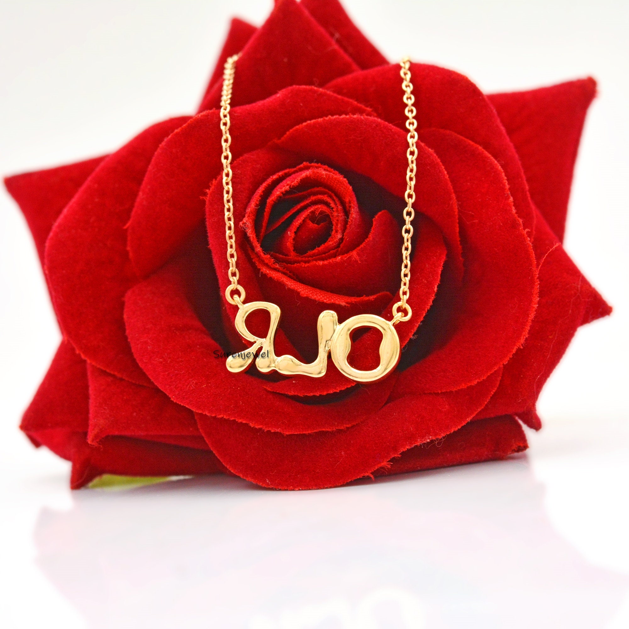 14K Gold Bubble Letter Pendant: White Topaz Initial Necklace - View 6 - Suren Jewels | SKU: SJN569-SLYGWT-18I