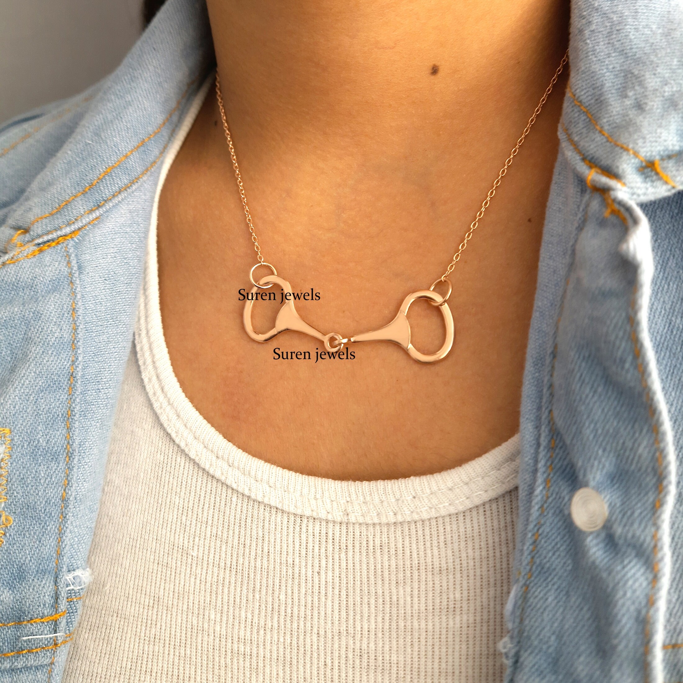 925 Silver Snaffle Bit Necklace: Equestrian Charm - View 2 - Suren Jewels | SKU: SJN28-SLRG-18I-925