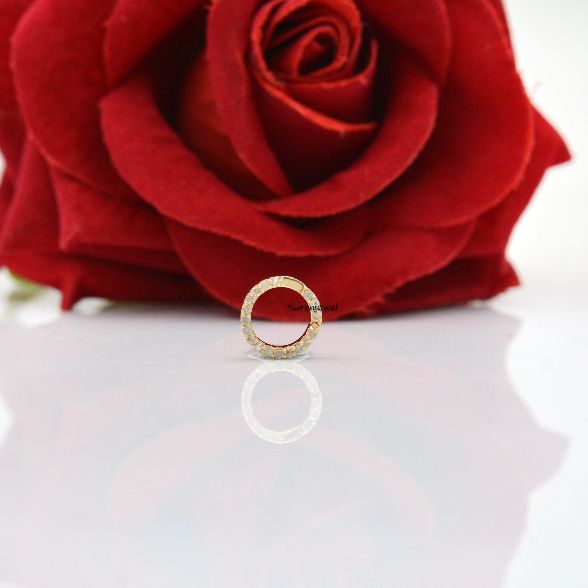 925 Silver Diamond Charm Enhancer: Round Charm Holder - View 2 - Suren Jewels | SKU: SJF119-SLYGDI