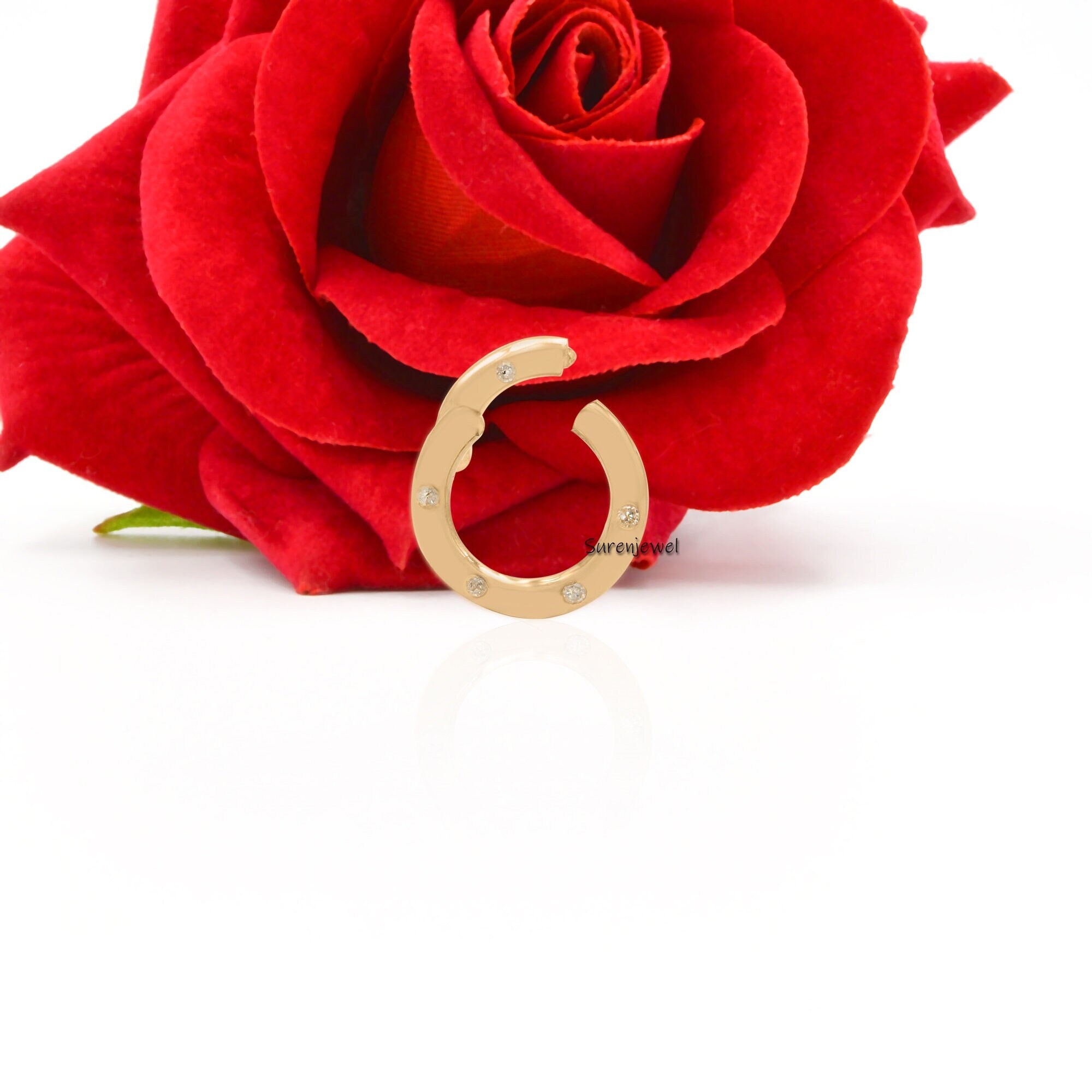 14K Gold Charm Enhancer with Pink Sapphire - View 5 - Suren Jewels | SKU: SJP482-14KYGPSP-10M