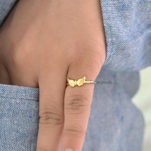 14k Gold Angel Wings Ring: Dainty Charm Jewelry image 7