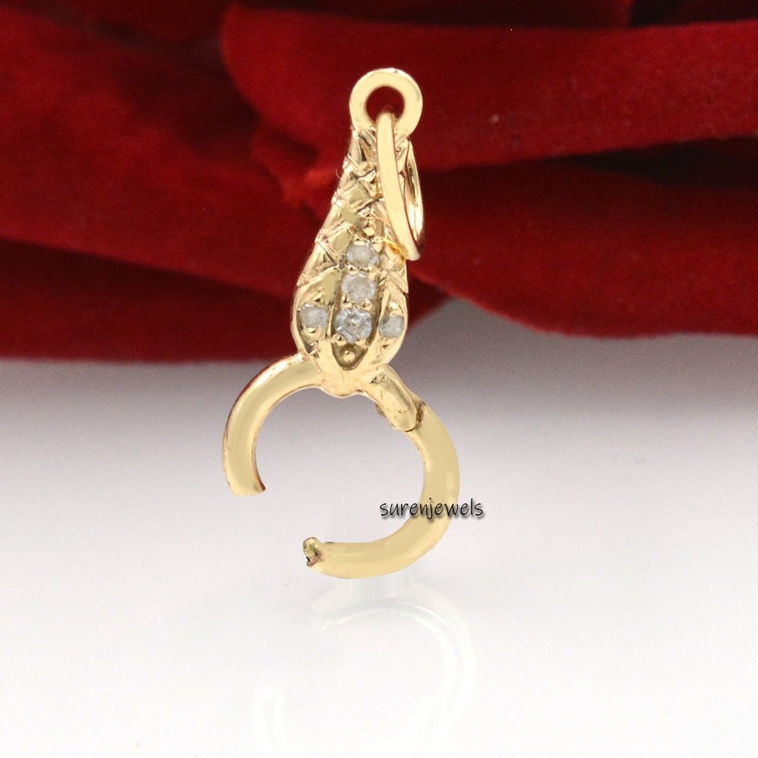 14k Gold Snake Charm Link, Charm Holder Enhancer - View 5 - Suren Jewels | SKU: SJP1480-9KYGDI