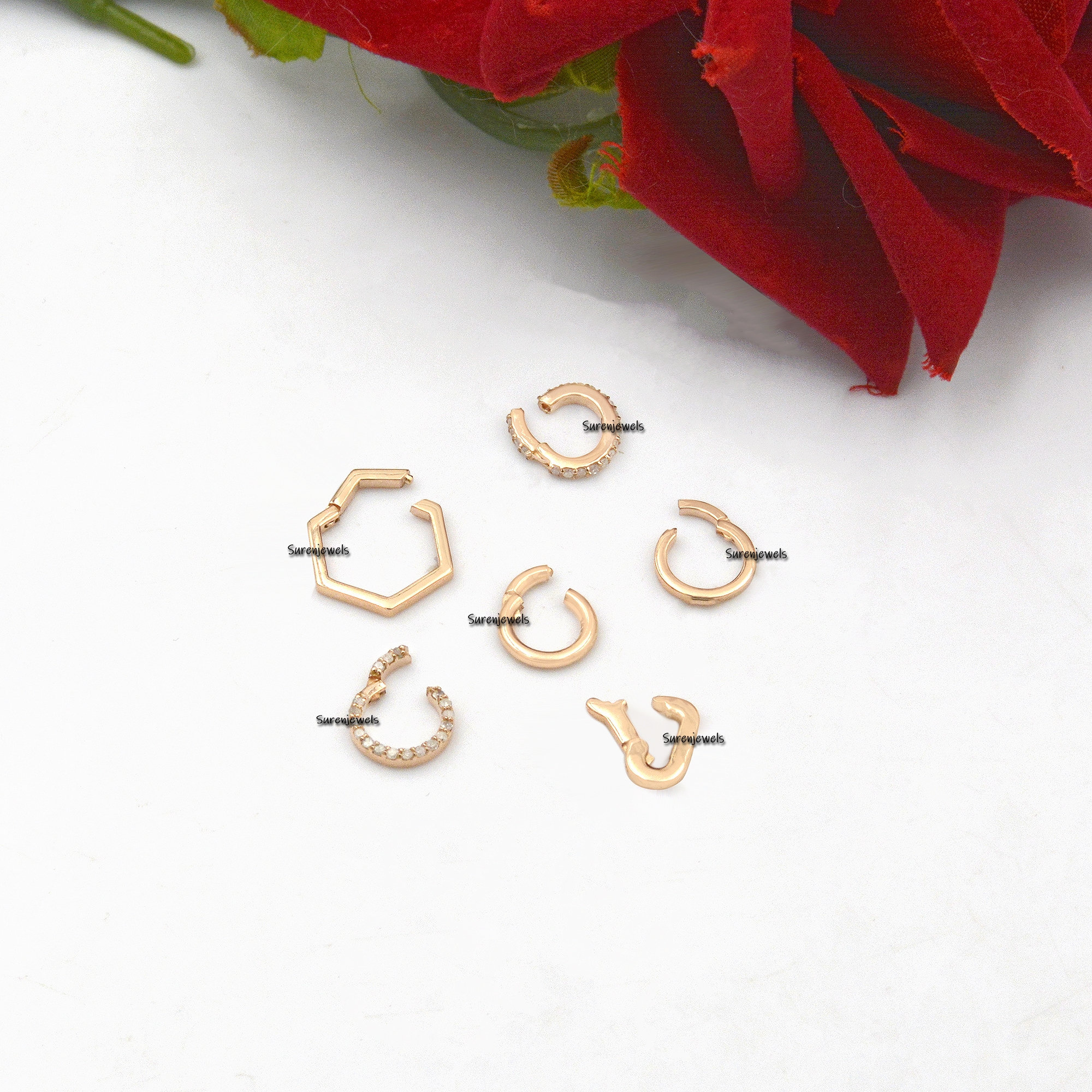 14k Gold Charm Enhancer: Pendant Clip Connector - View 2 - Suren Jewels | SKU: SJH126,SJH119,SJH956,SJH449,SJH482