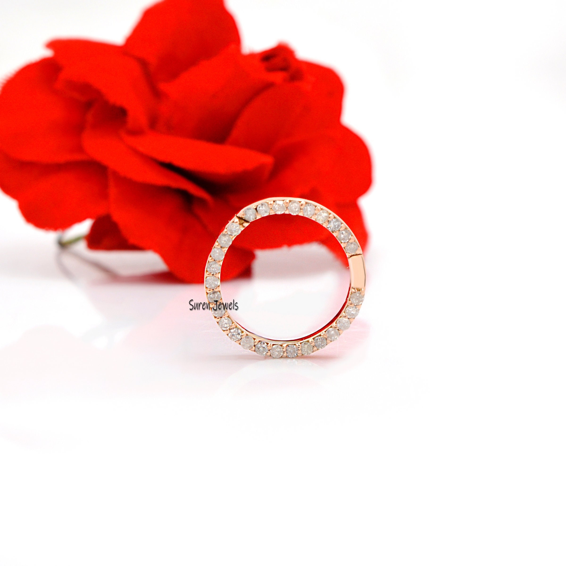 925 Silver Diamond Circle Charm Holder: 15mm Enhancer Connector - Suren Jewels | SKU: SJP719-SLYGTQ-15M
