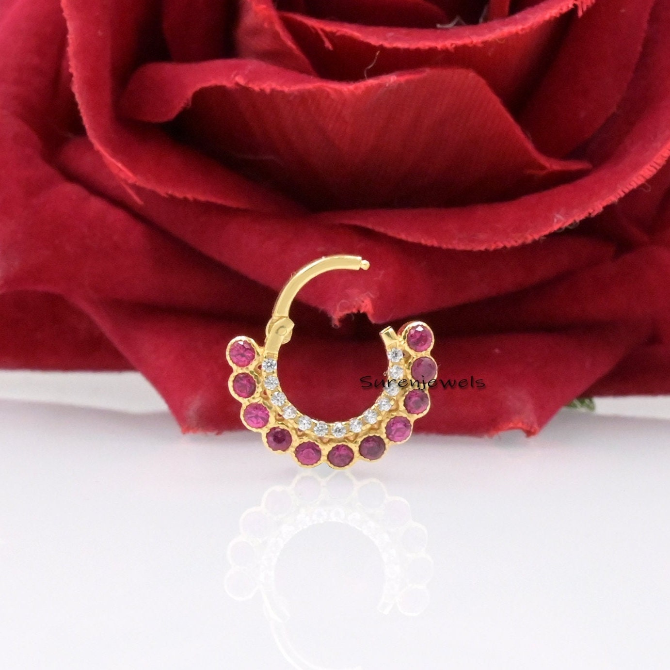 14k Solid Gold Charm Holder Pendant: Carabiner Lock Connector - Suren Jewels | SKU: SJD11