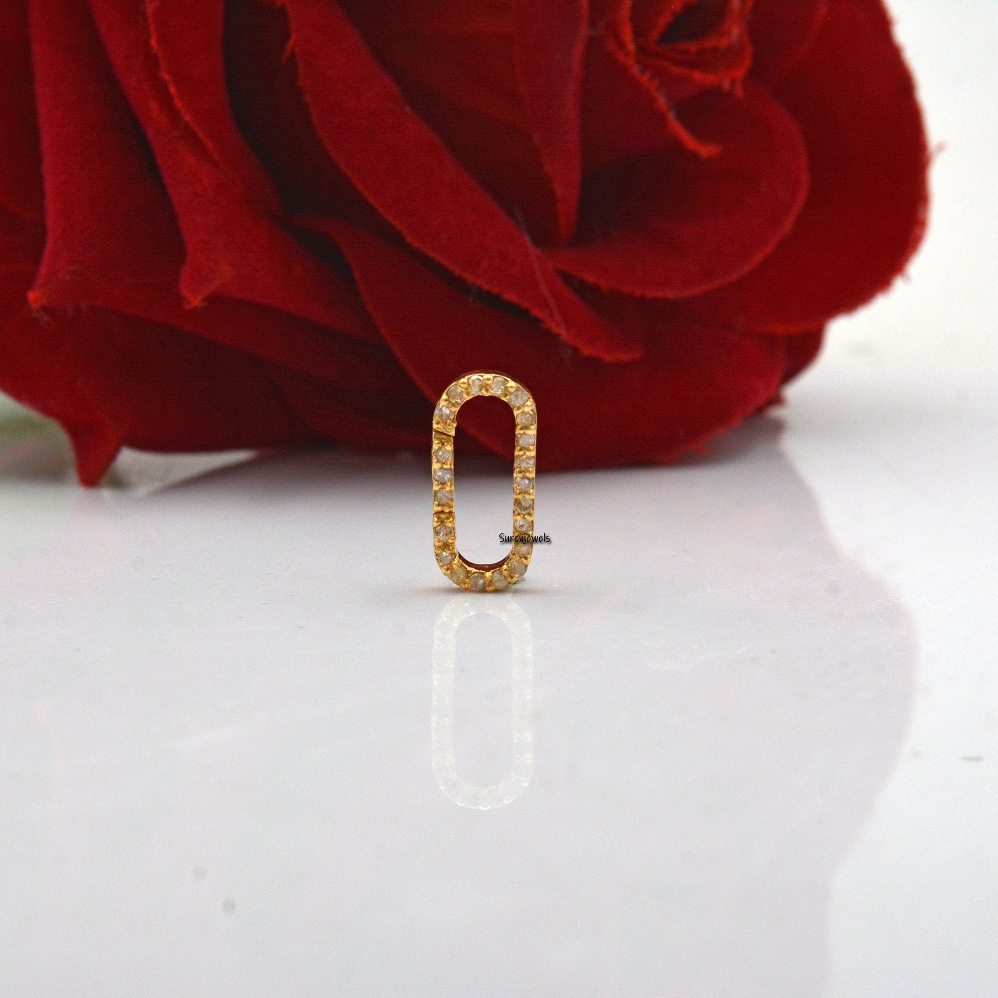 14k Gold Diamond Charm Enhancer: Yellow Gold Paperclip Necklace Holder - View 7 - Suren Jewels | SKU: SJP445-14KYG,SJP718-14K