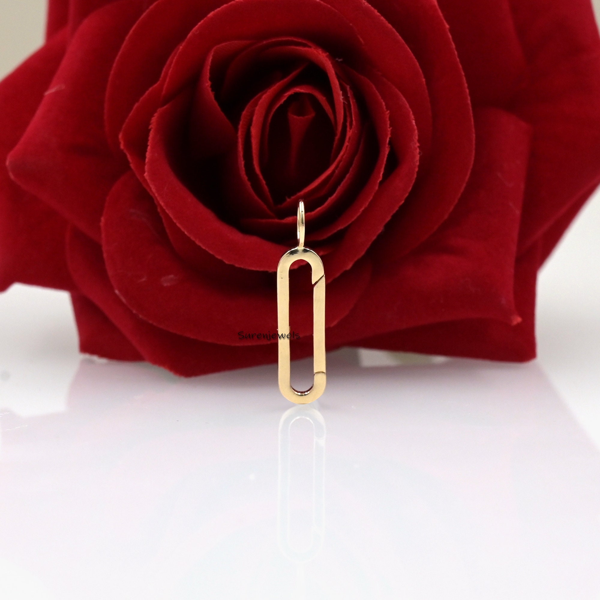 14K Yellow Gold Charm Holder: Designer Necklace Connector Lock - View 4 - Suren Jewels | SKU: SJP745-14KYG