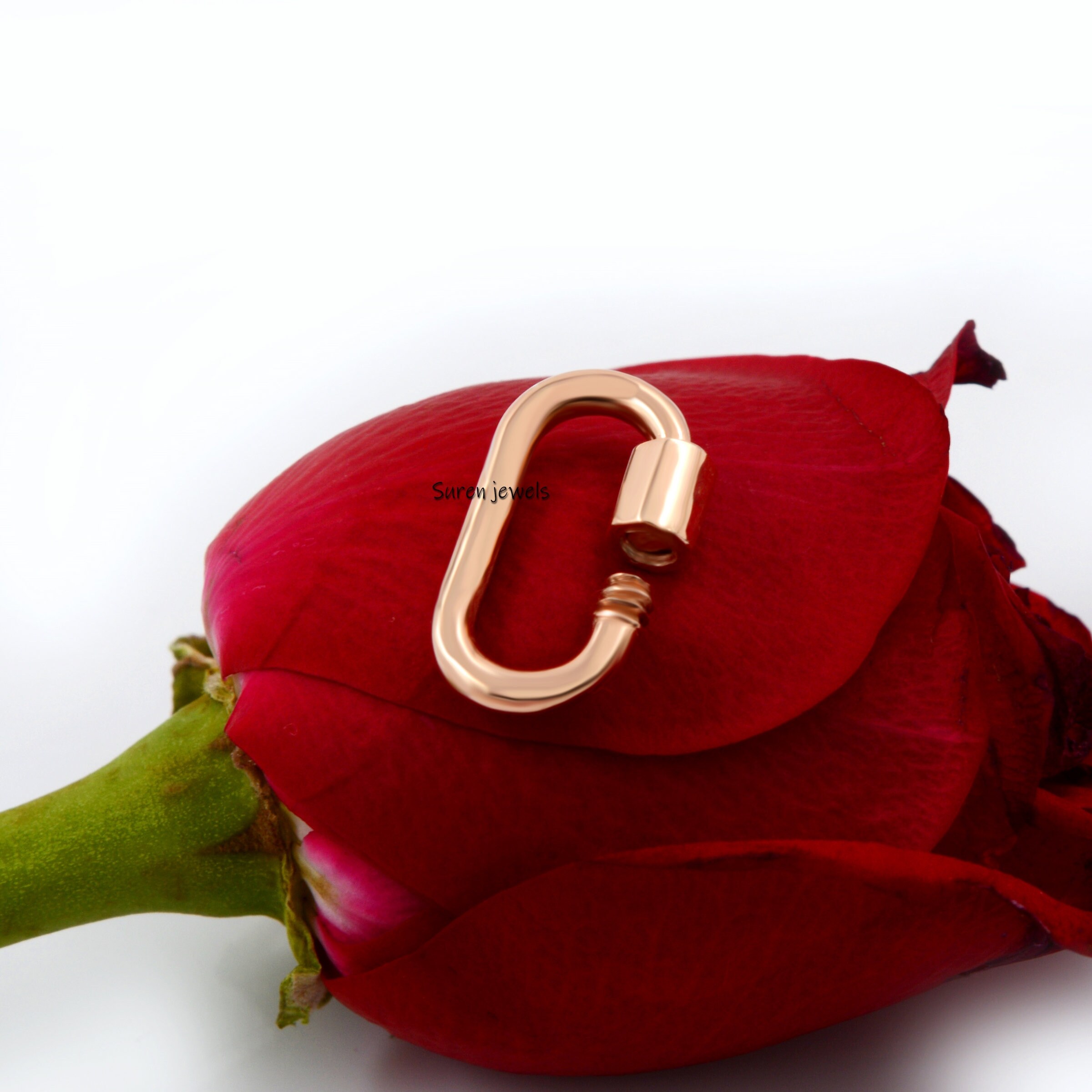 14k Gold Carabiner Lock: Handmade Pendant Clasp - View 5 - Suren Jewels | SKU: SJC130-14KYG-10M