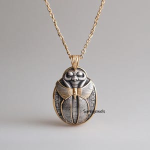 Solid 14K Gold Scarab Beetle Pendant, 14K Scarab Charm , Scarab 14K, Gold Scarab Pendant, Spiritual Jewelry, Lucky Charm 14K Scarab